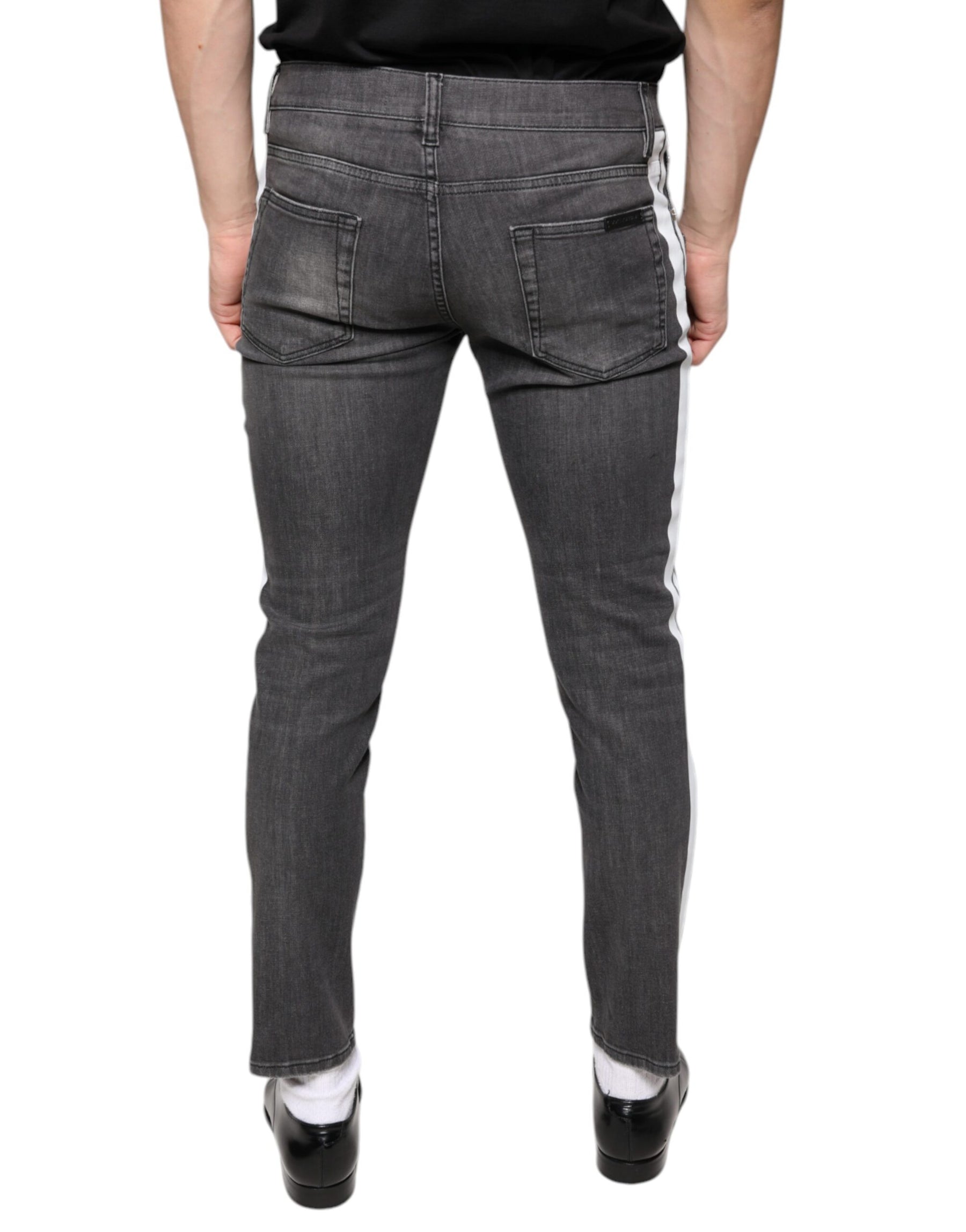 Dolce & Gabbana Black Tattered Cotton Skinny Men Denim Jeans | Regal Royce
