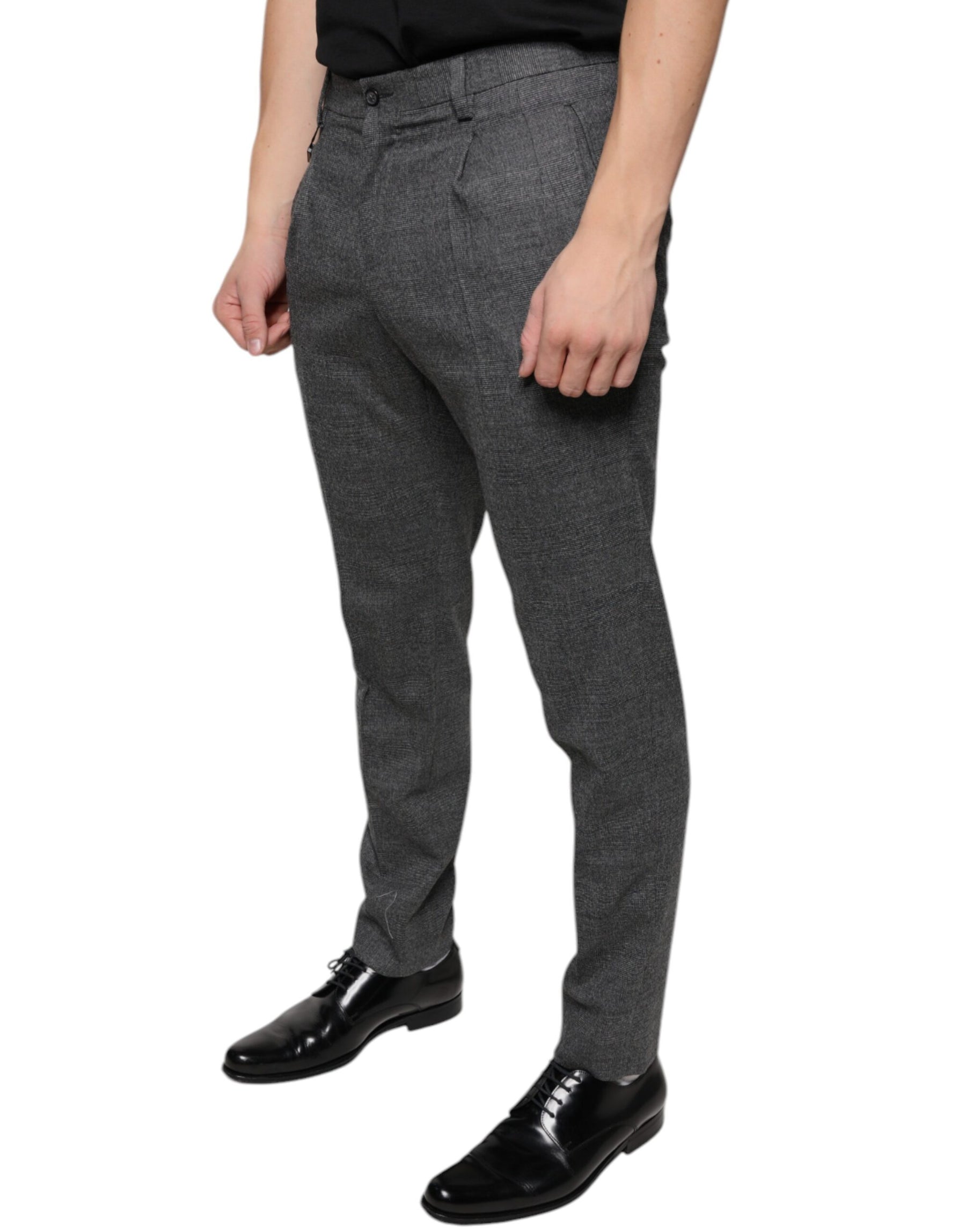 Dolce & Gabbana Gray Check Tartan Wool Skinny Pants | Regal Royce