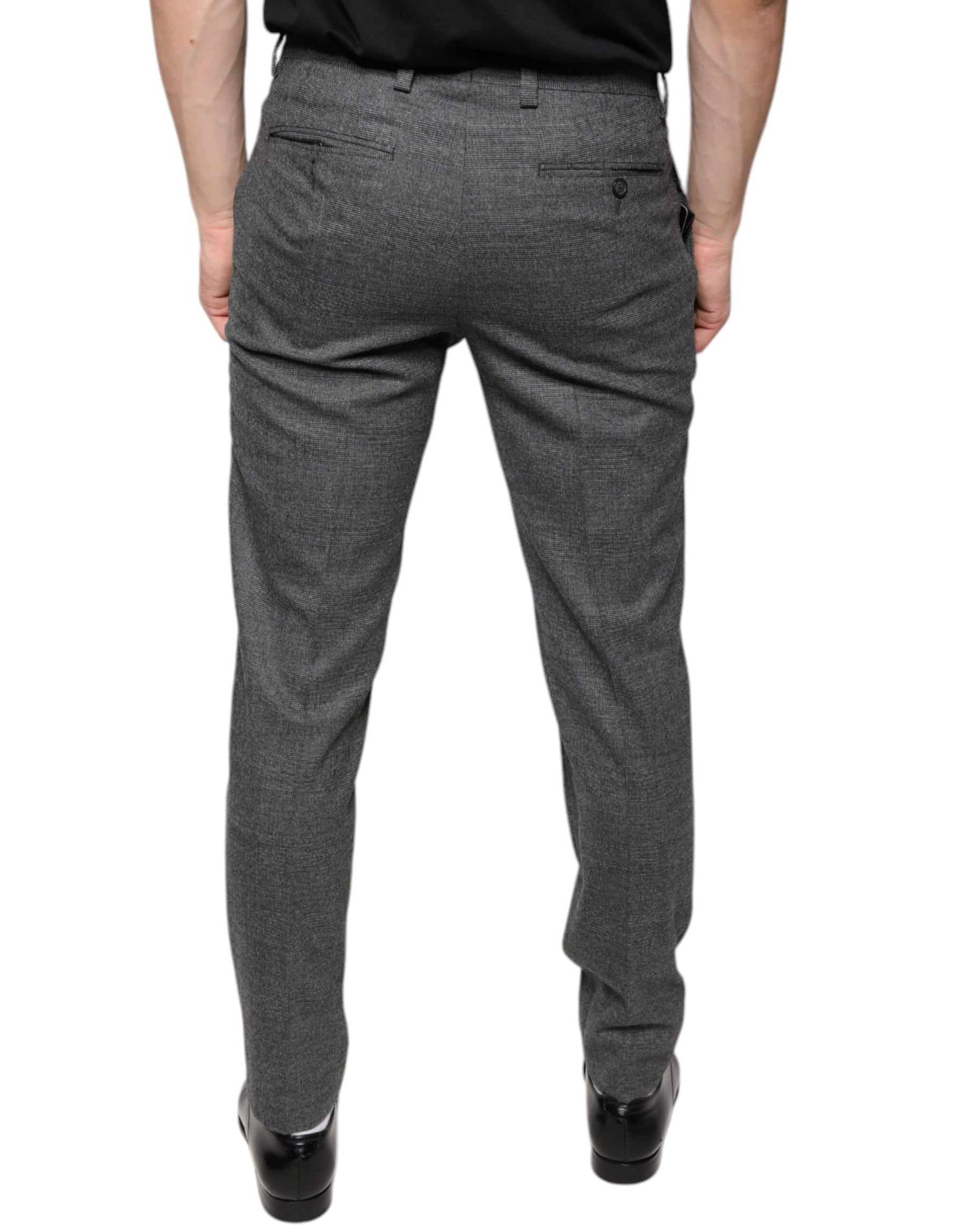 Dolce & Gabbana Gray Check Tartan Wool Skinny Pants | Regal Royce