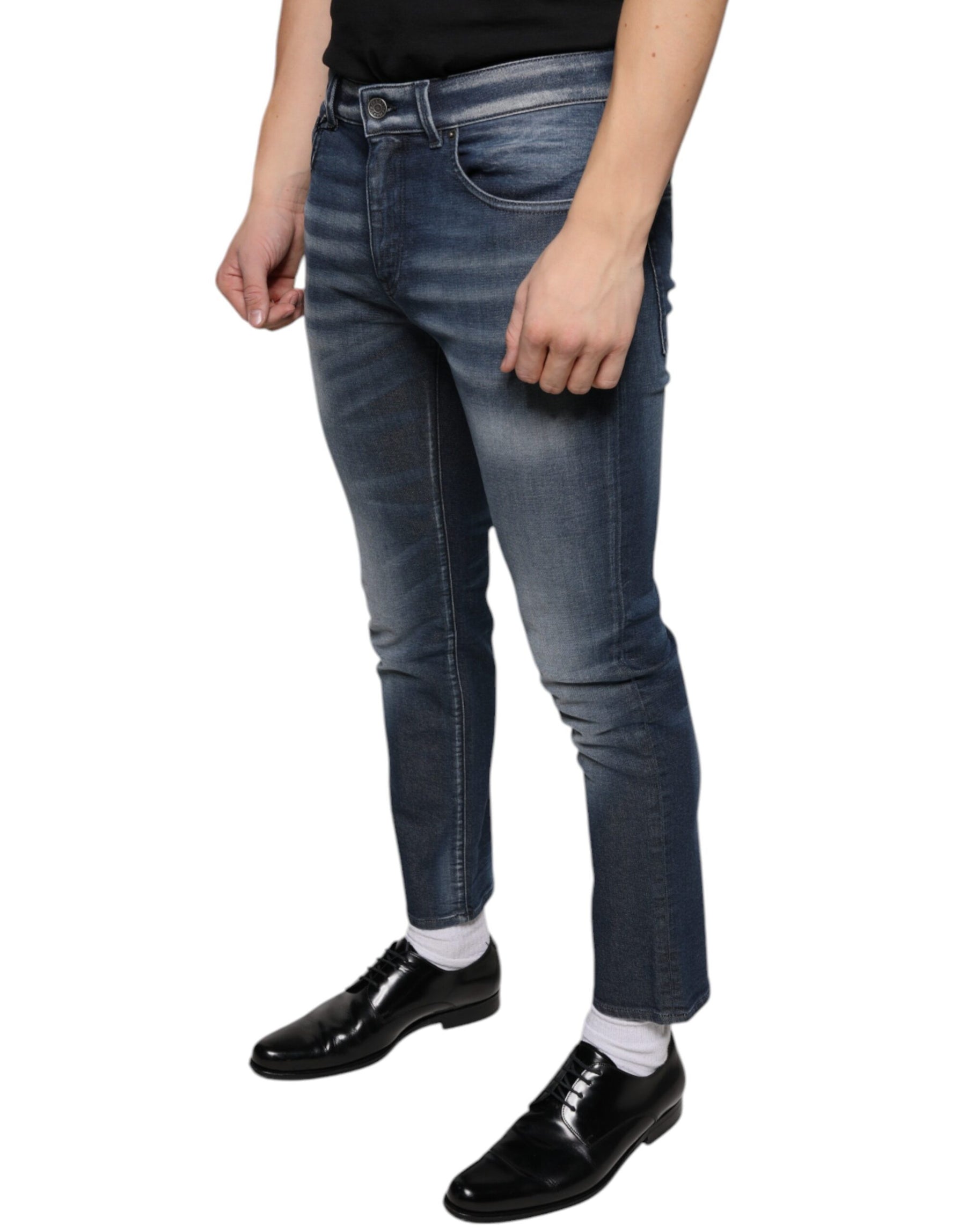 Dolce & Gabbana Dark Blue Washed Cotton Skinny Denim Jeans | Regal Royce