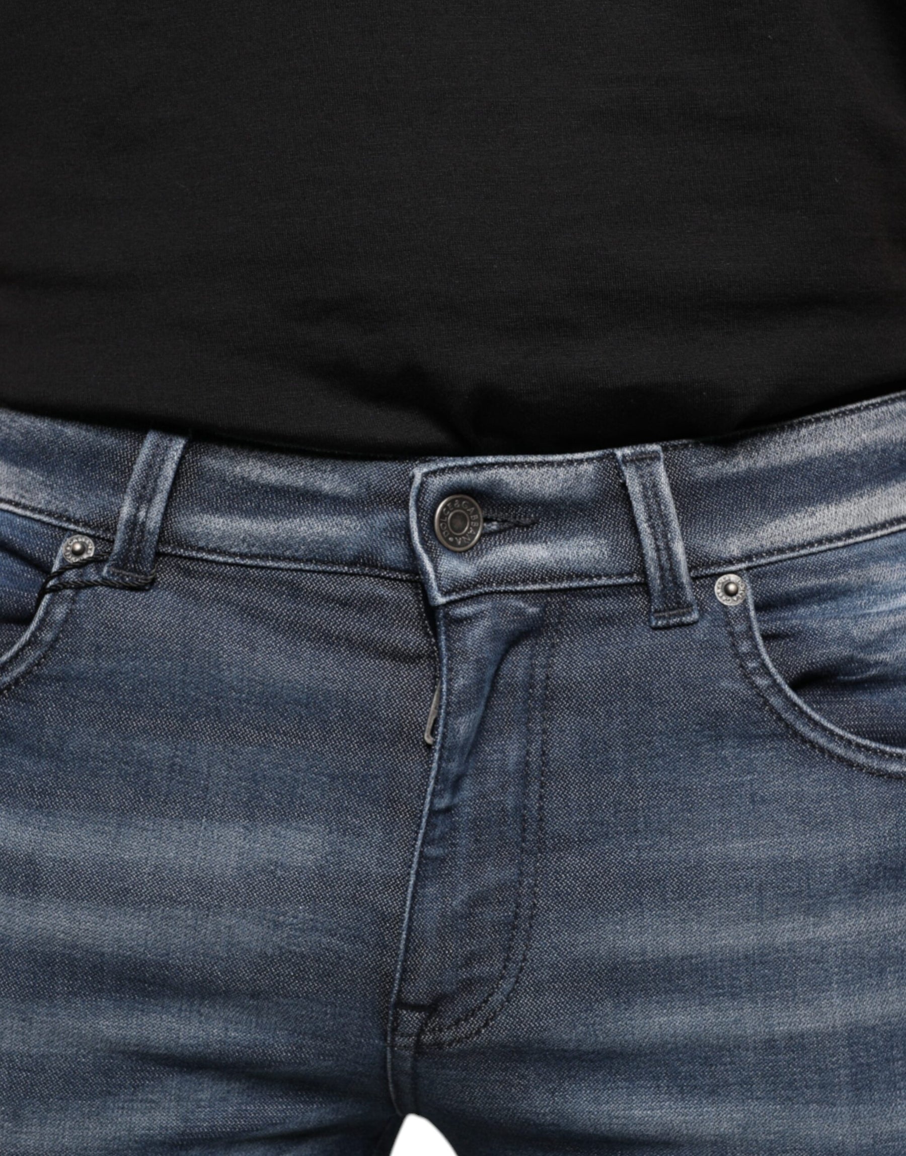 Dolce & Gabbana Dark Blue Washed Cotton Skinny Denim Jeans | Regal Royce