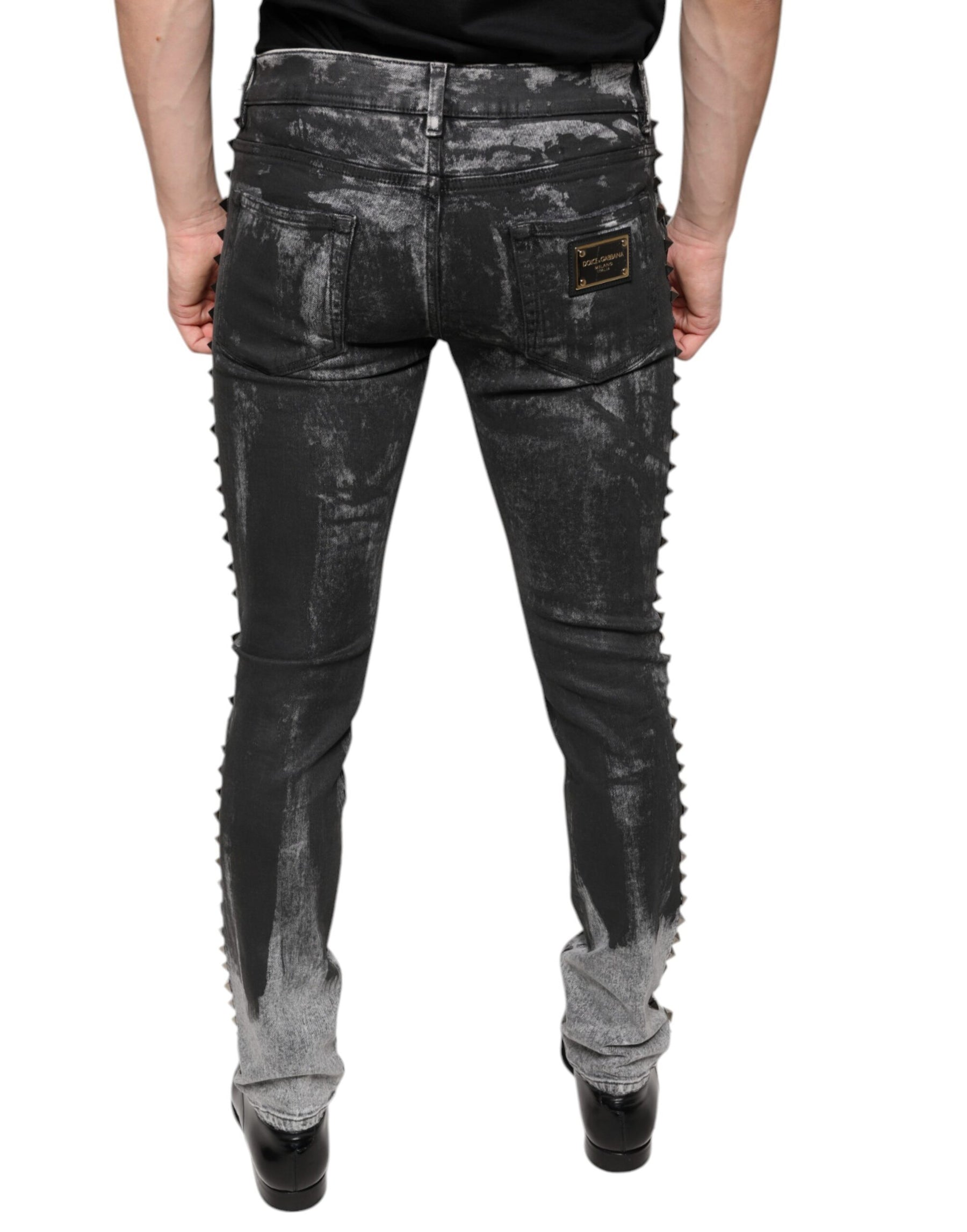 Dolce & Gabbana Black Embellished Cotton Skinny Denim Jeans | Regal Royce
