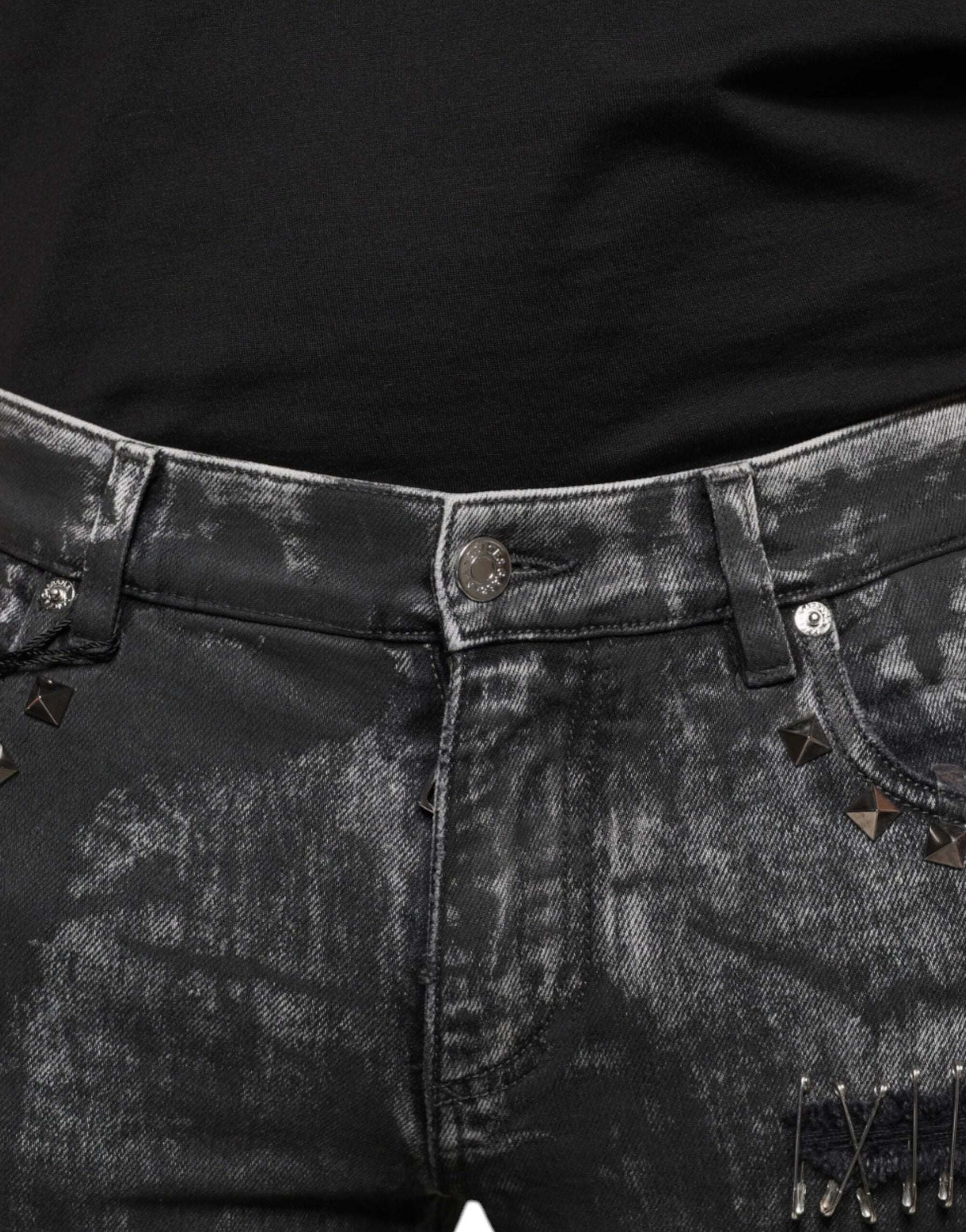 Dolce & Gabbana Black Embellished Cotton Skinny Denim Jeans | Regal Royce