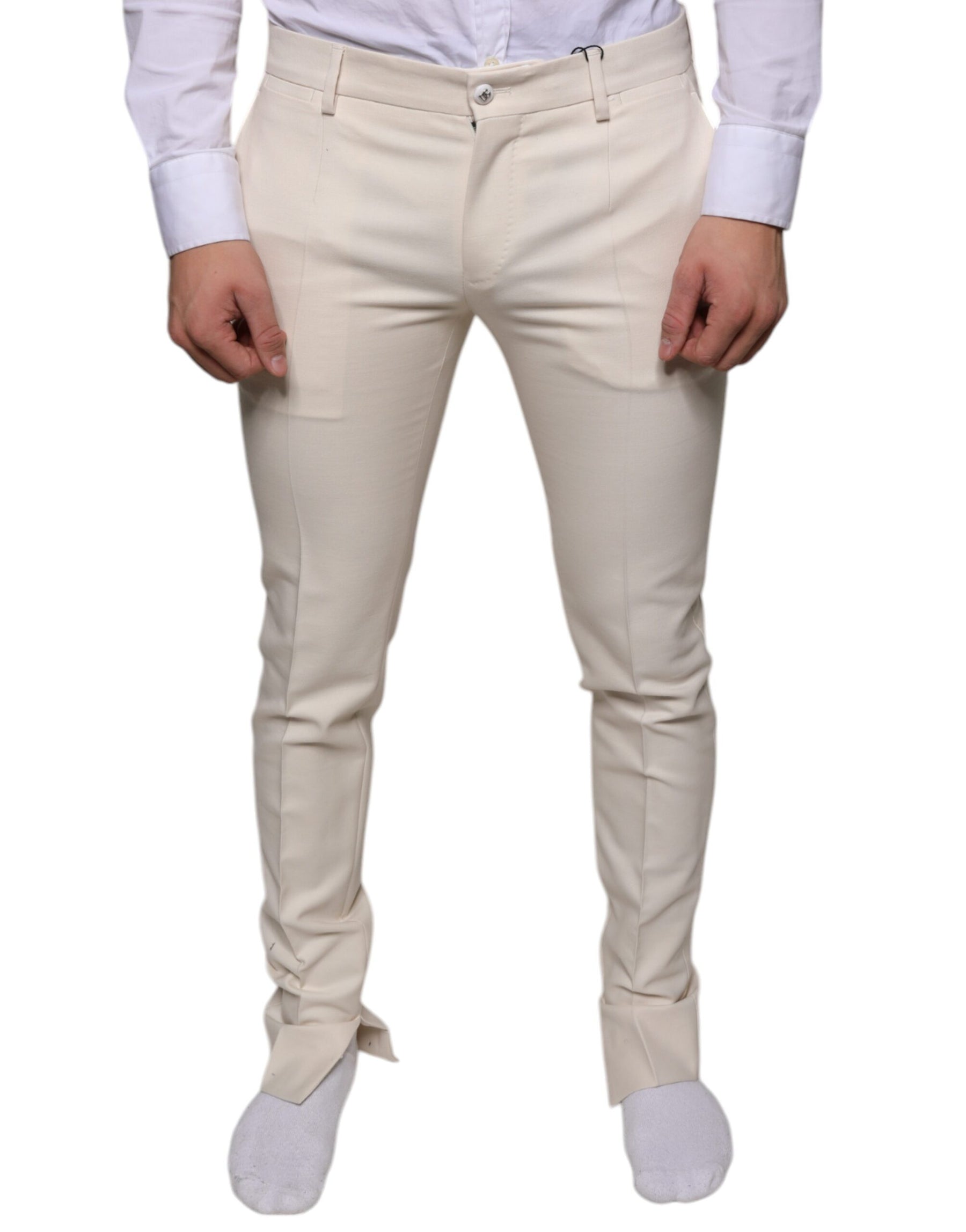 Dolce & Gabbana Off White Chino Wool Skinny Pants | Regal Royce