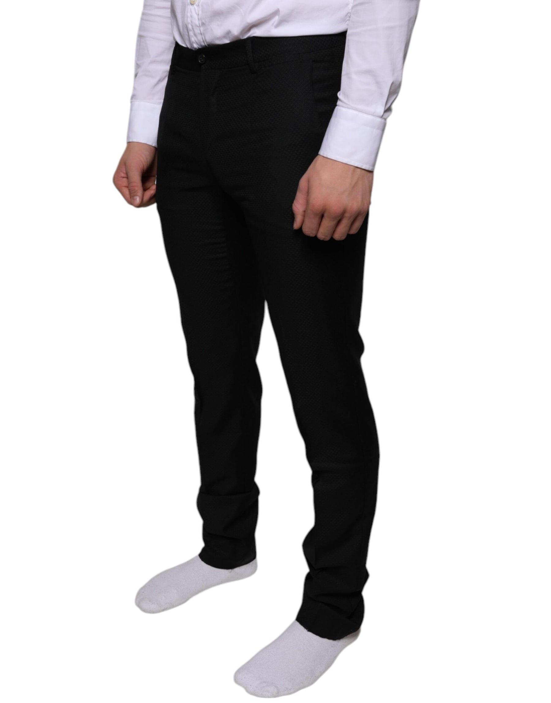 Dolce & Gabbana Black Wool Skinny Dress Formal Pants | Regal Royce
