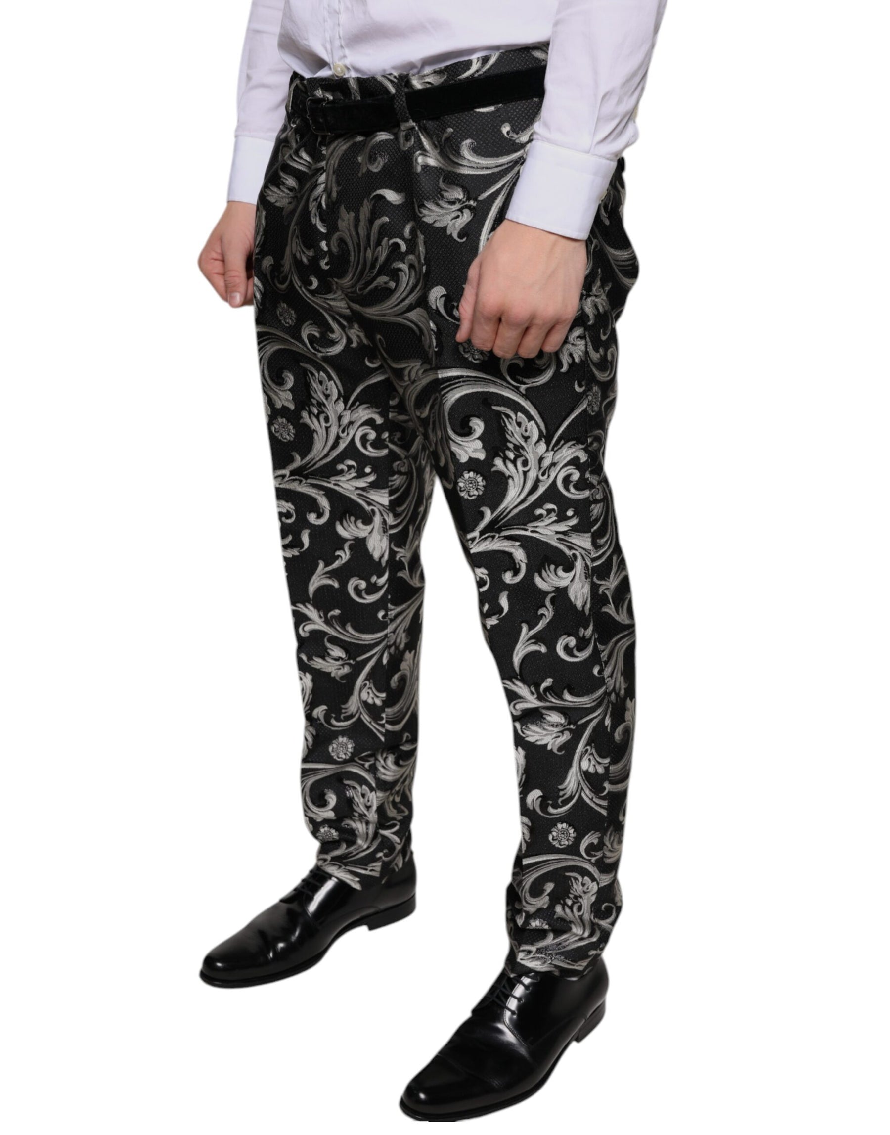 Dolce & Gabbana Black Jacquard Skinny Dress Pants | Regal Royce