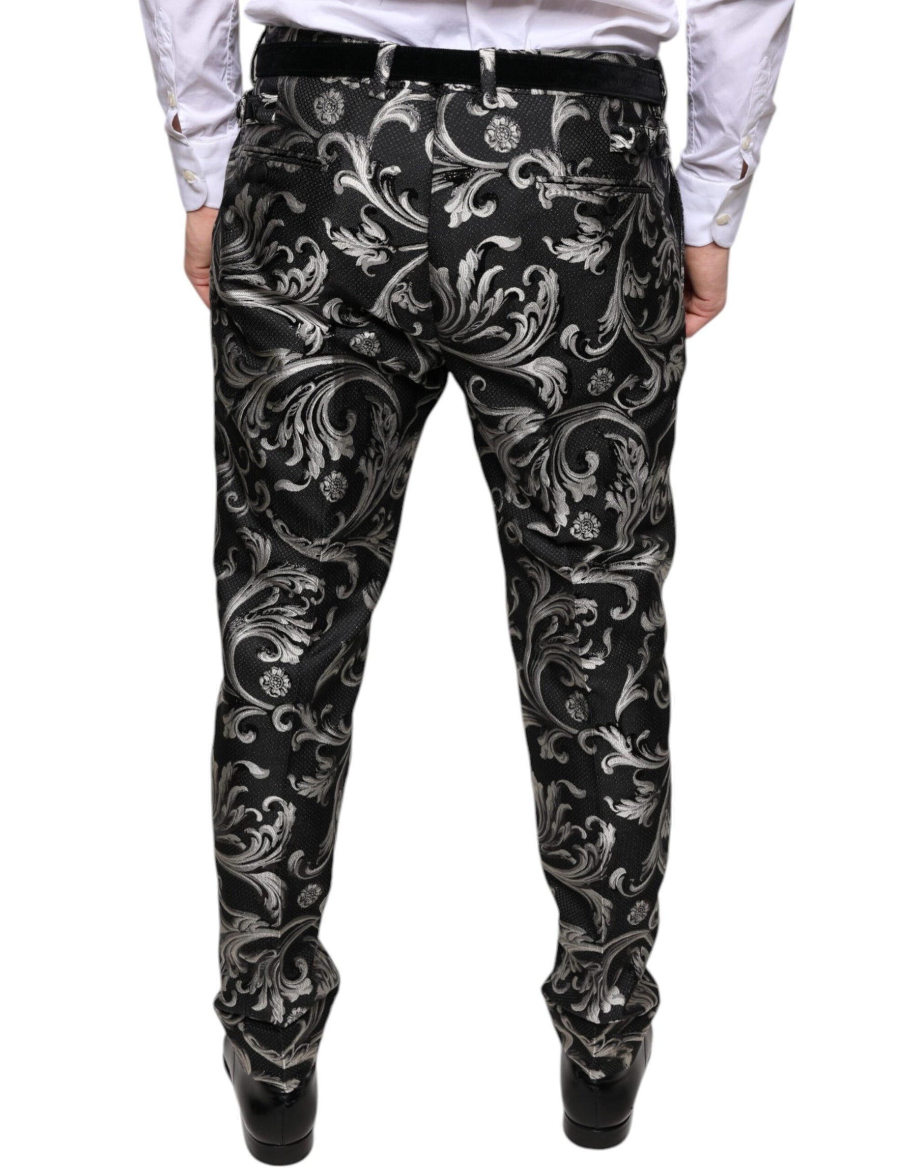 Dolce & Gabbana Black Jacquard Skinny Dress Pants | Regal Royce