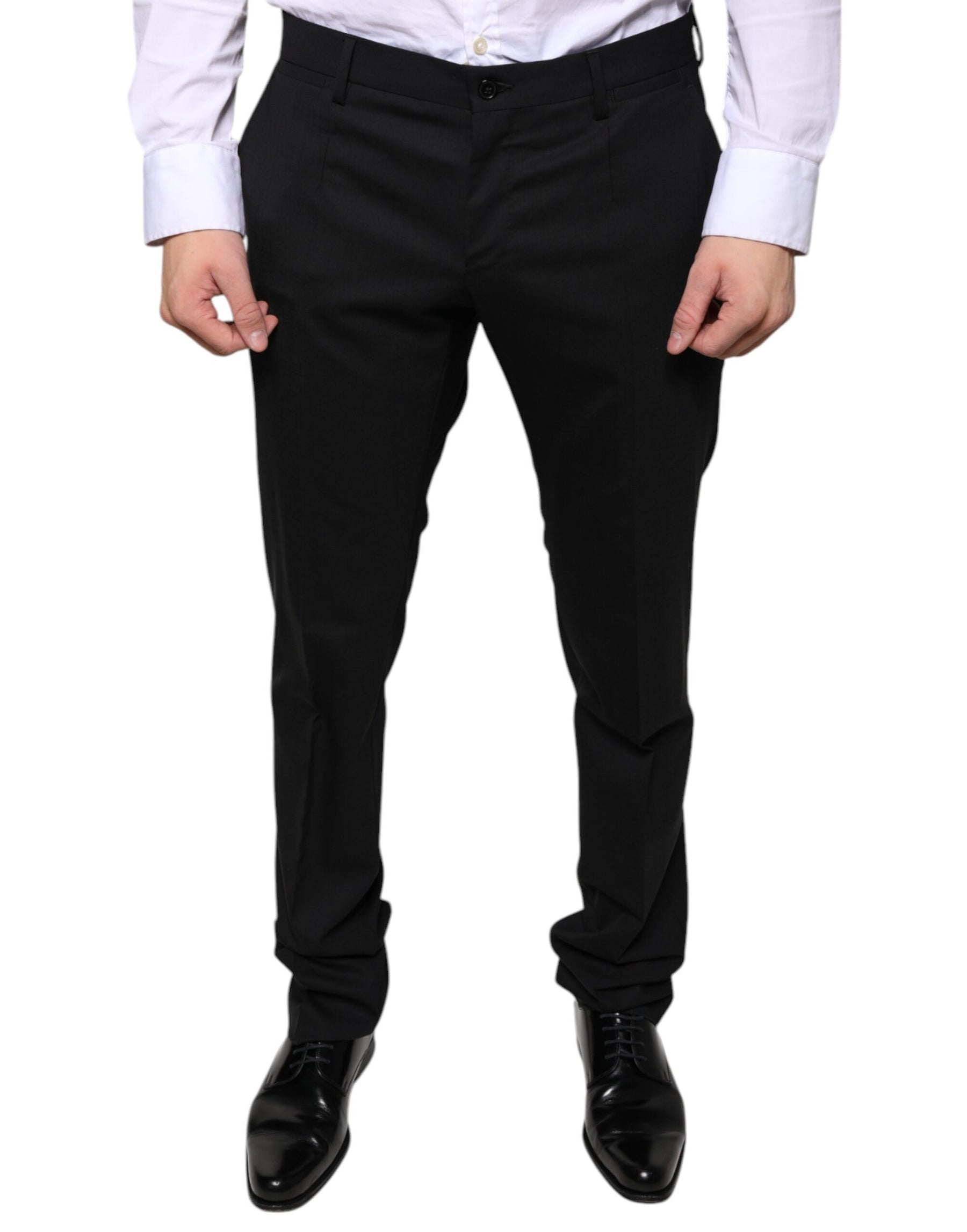 Dolce & Gabbana Black Wool Skinny Dress Formal Pants | Regal Royce
