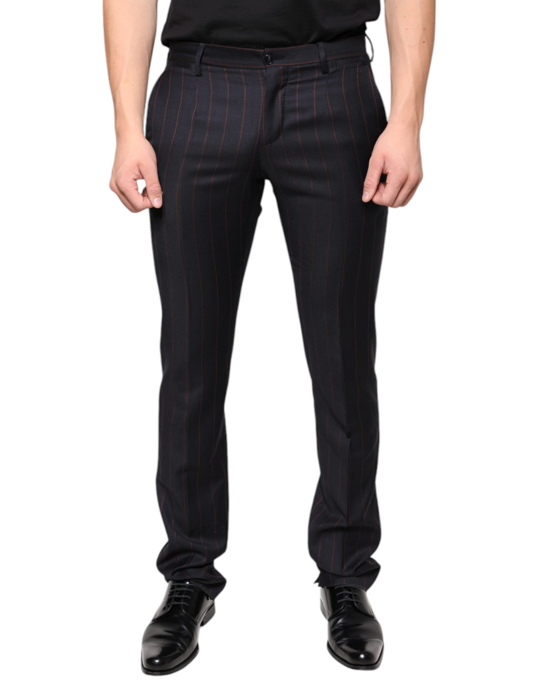 Dolce & Gabbana Black Stripes Skinny Men Dress Pants | Regal Royce