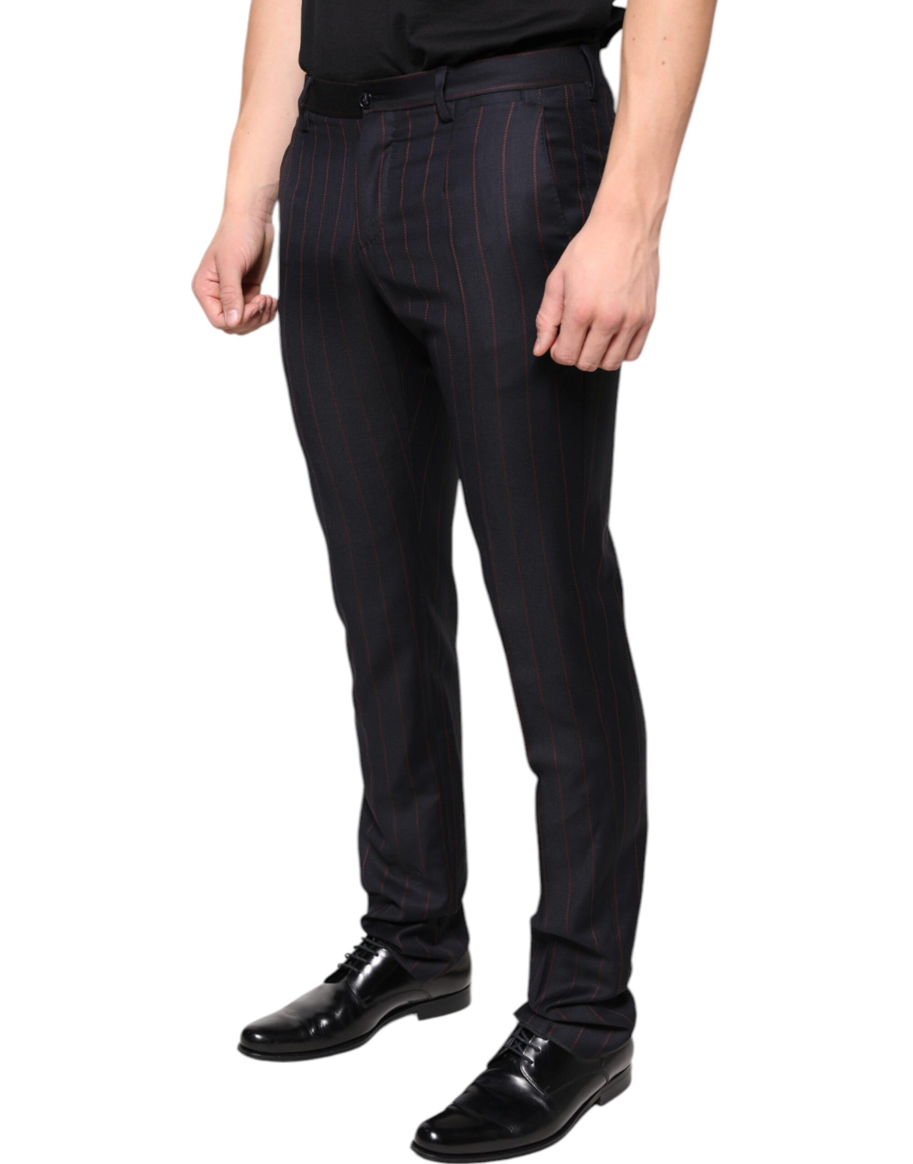 Dolce & Gabbana Black Stripes Skinny Men Dress Pants | Regal Royce