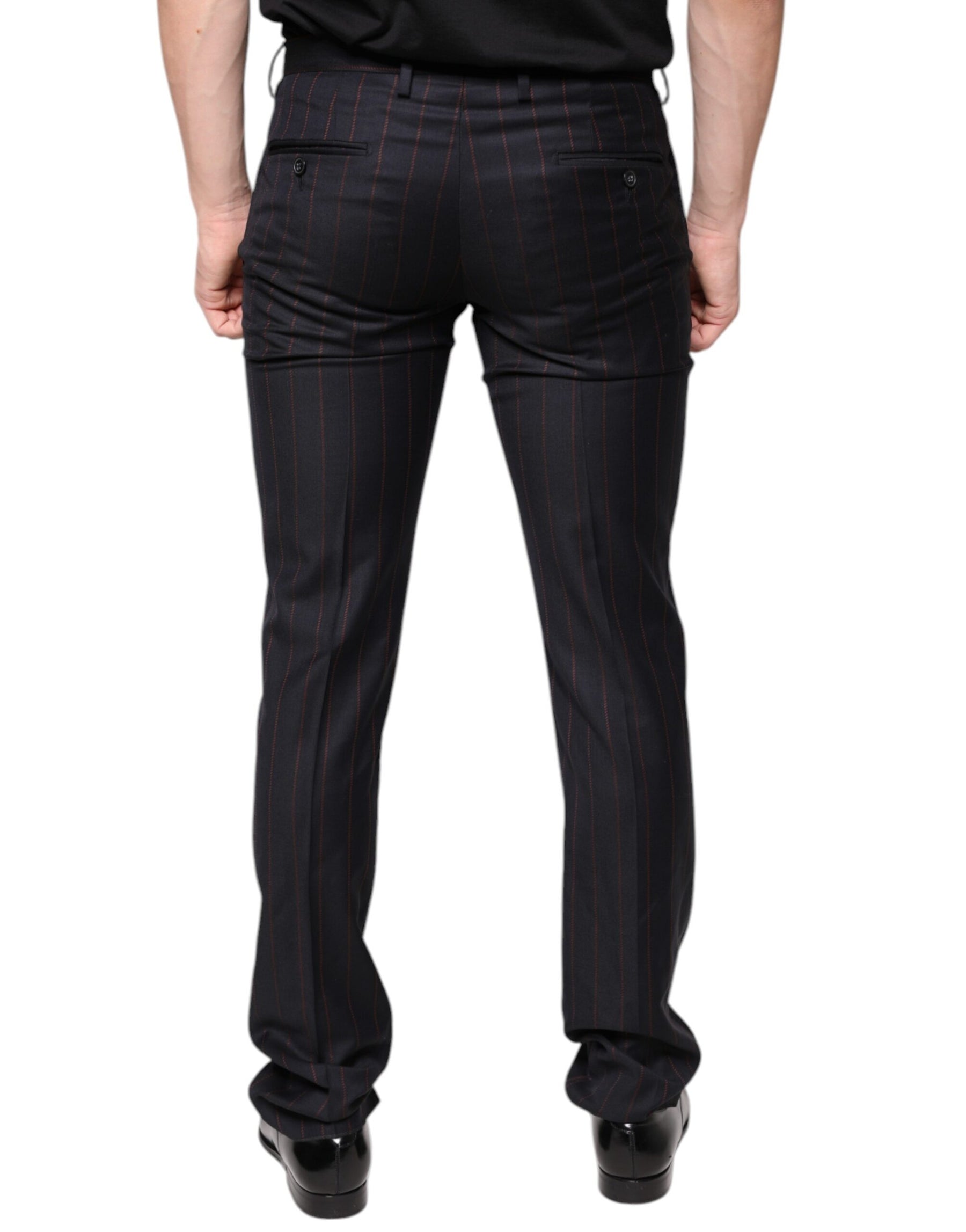 Dolce & Gabbana Black Stripes Skinny Men Dress Pants | Regal Royce