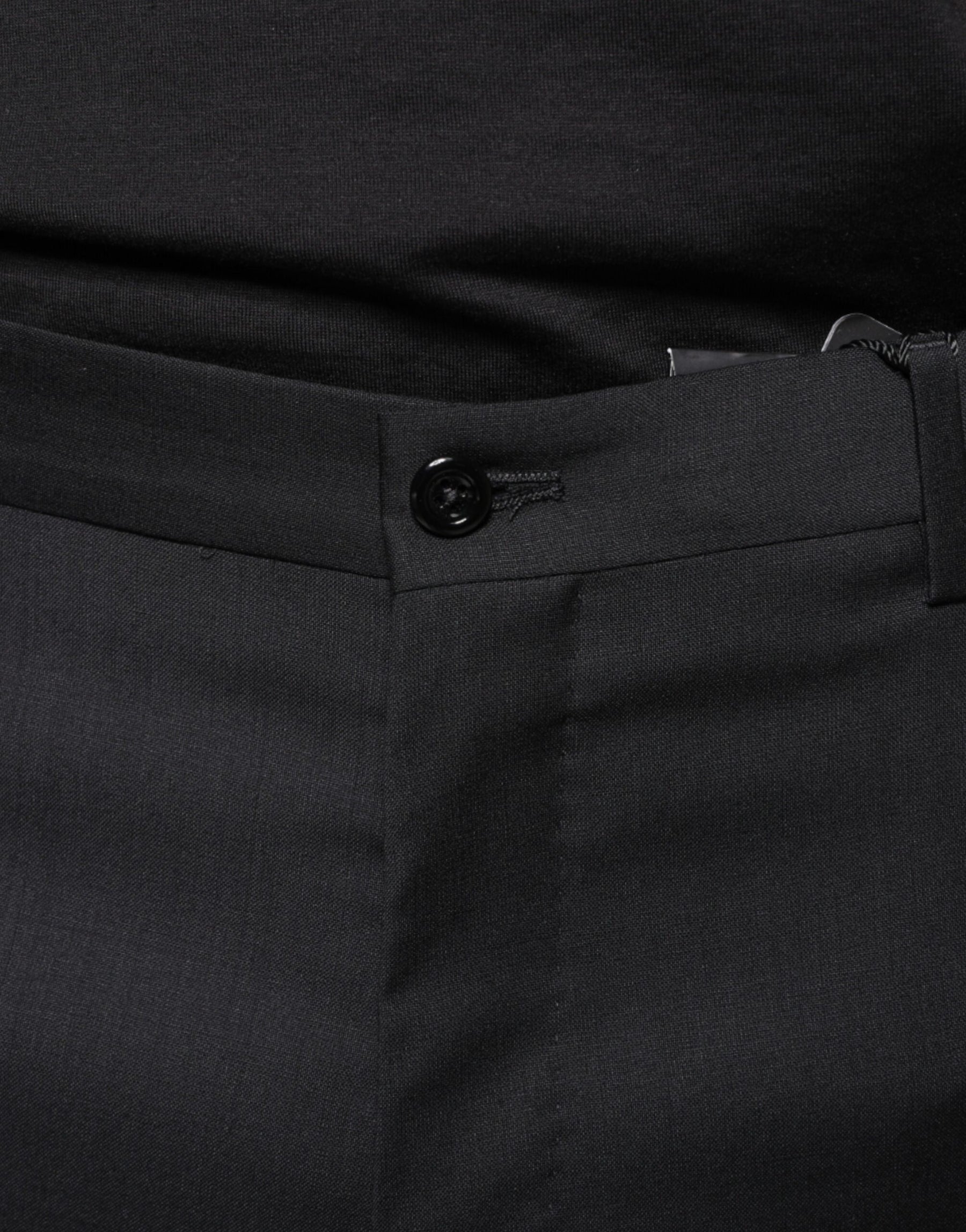 Dolce & Gabbana Black Wool Skinny Men Dress Pants | Regal Royce