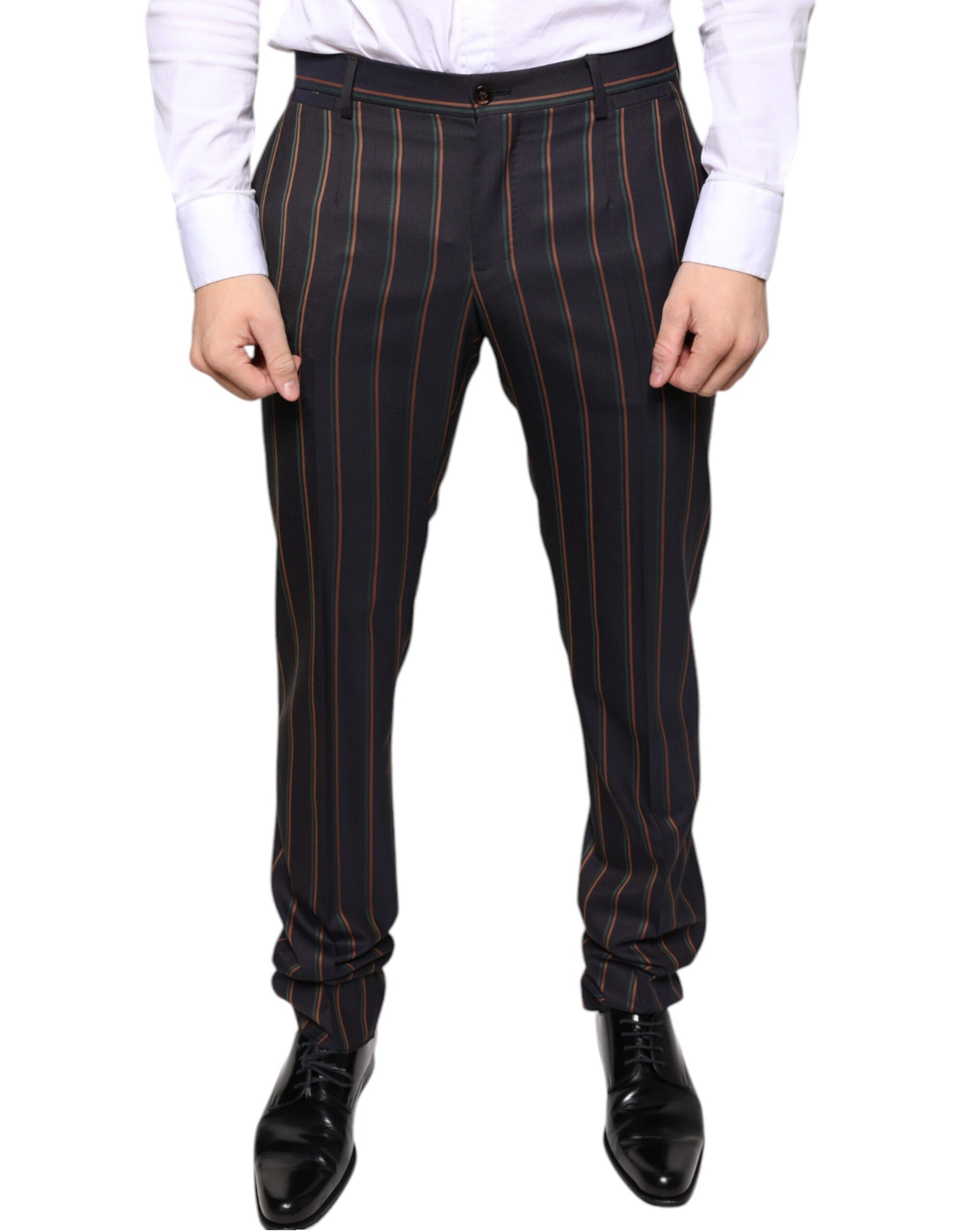 Dolce & Gabbana Brown Stripes Skinny Men Dress Pants | Regal Royce