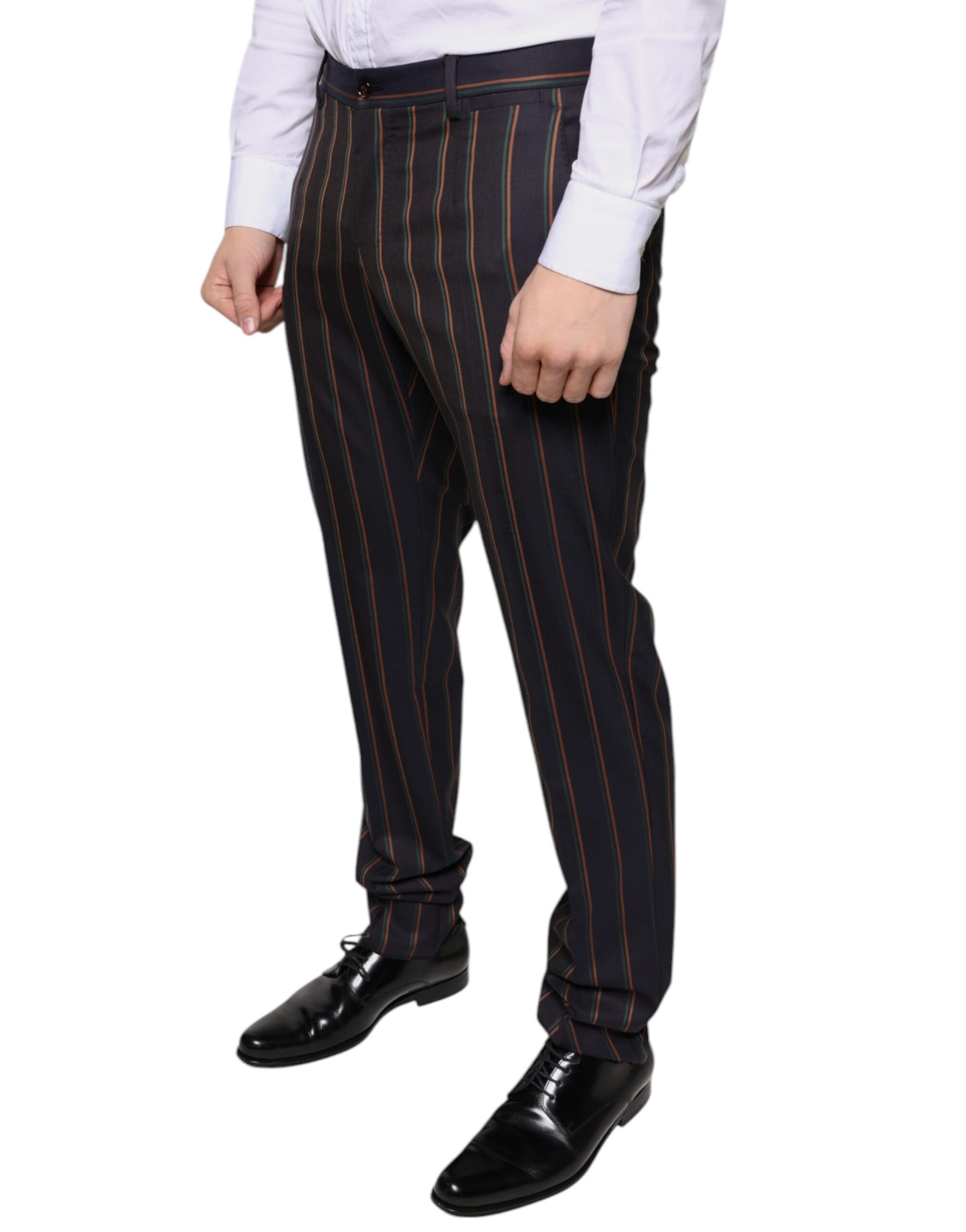 Dolce & Gabbana Brown Stripes Skinny Men Dress Pants | Regal Royce