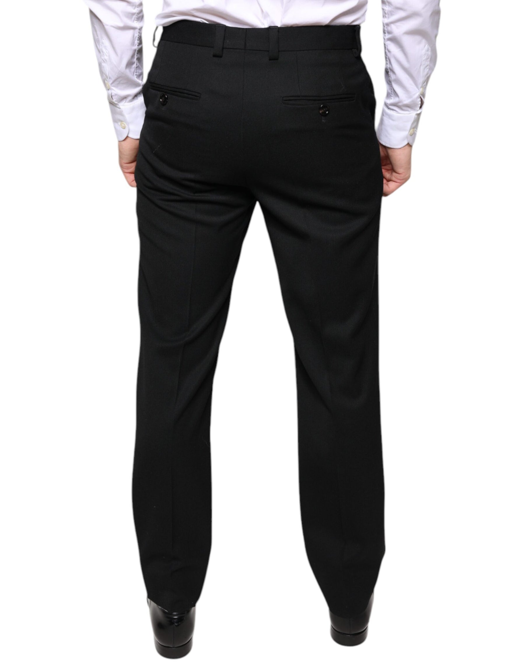 Dolce & Gabbana Black Wool Skinny Men Dress Pants | Regal Royce