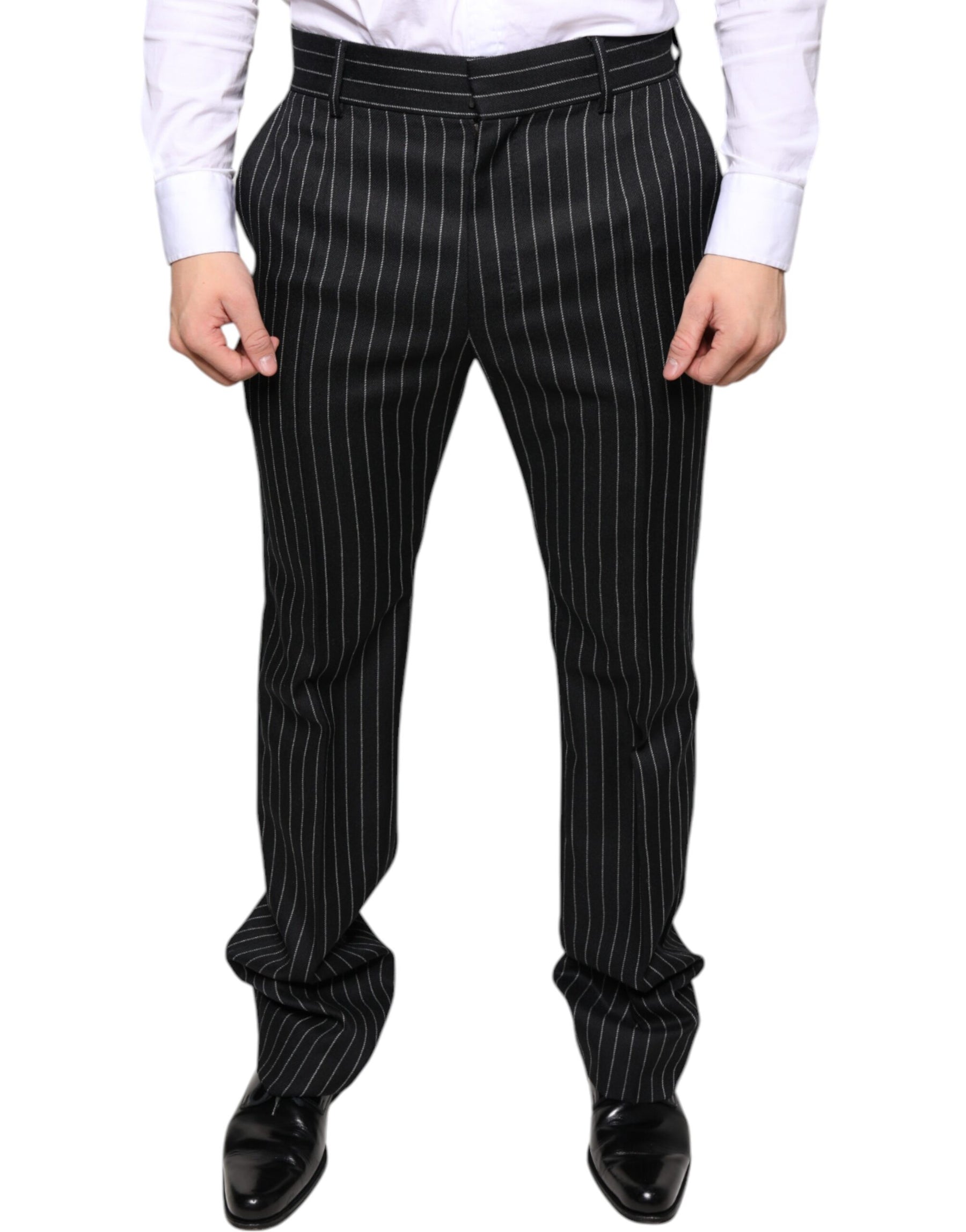 Dolce & Gabbana Black Stripes Skinny Men Dress Pants | Regal Royce