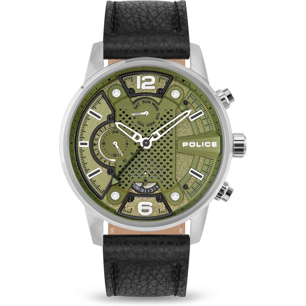Police Black Leather Bracelet Watch | Regal Royce