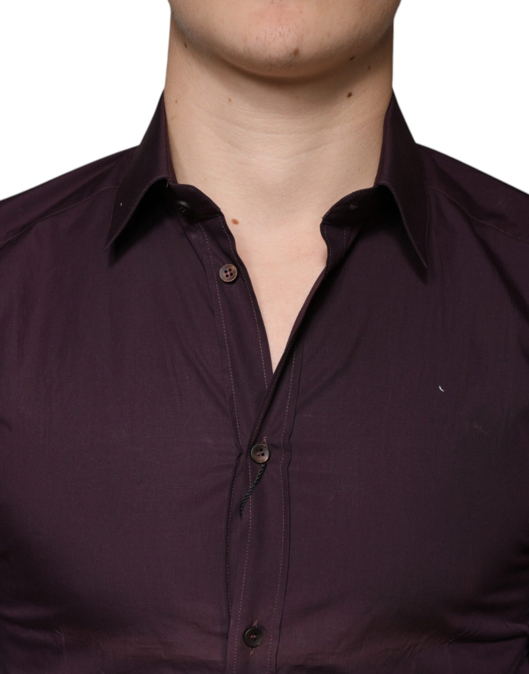 Dolce & Gabbana Dark Violet Cotton Dress GOLD Men Formal Shirt | Regal Royce