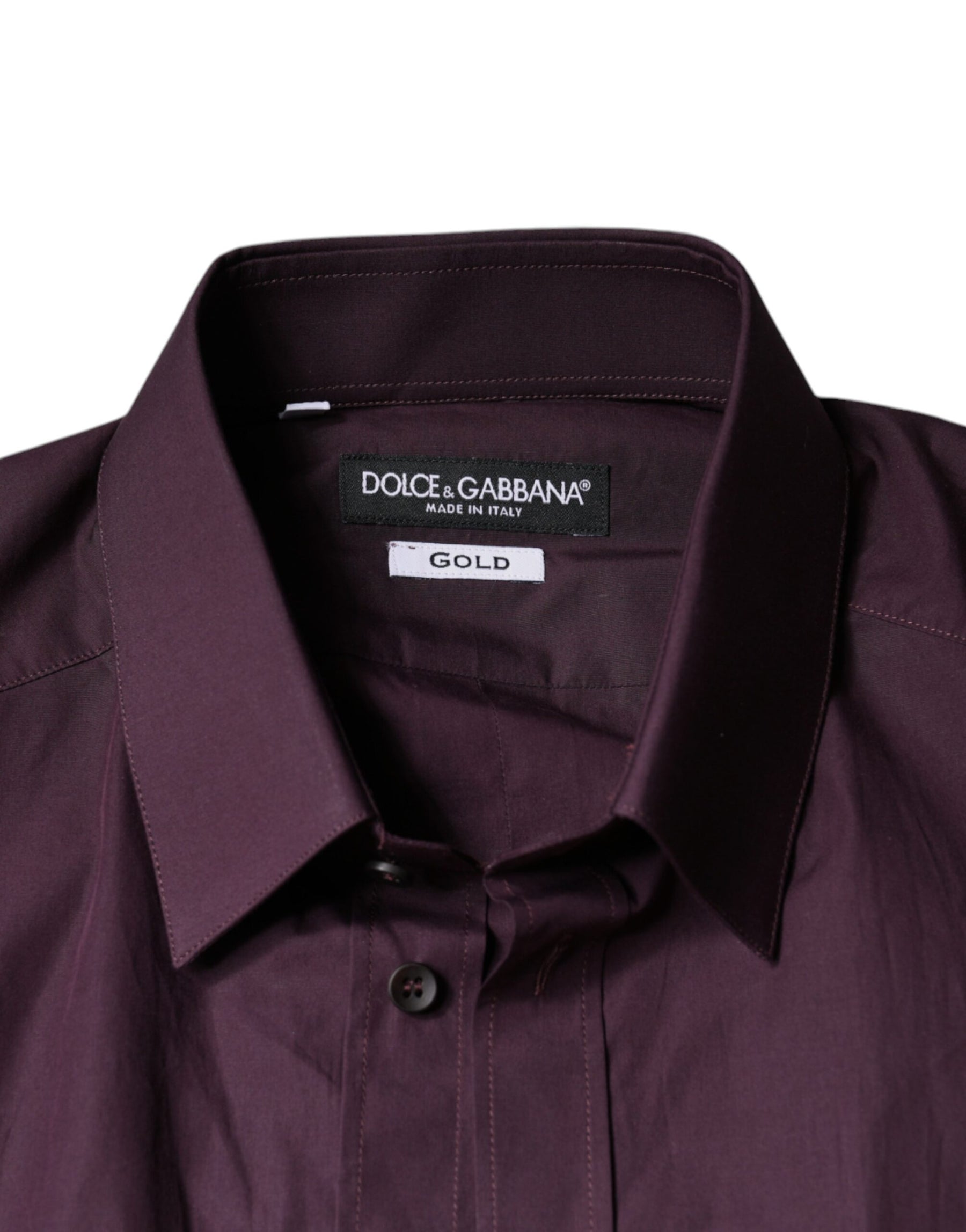 Dolce & Gabbana Dark Violet Cotton Dress GOLD Men Formal Shirt | Regal Royce