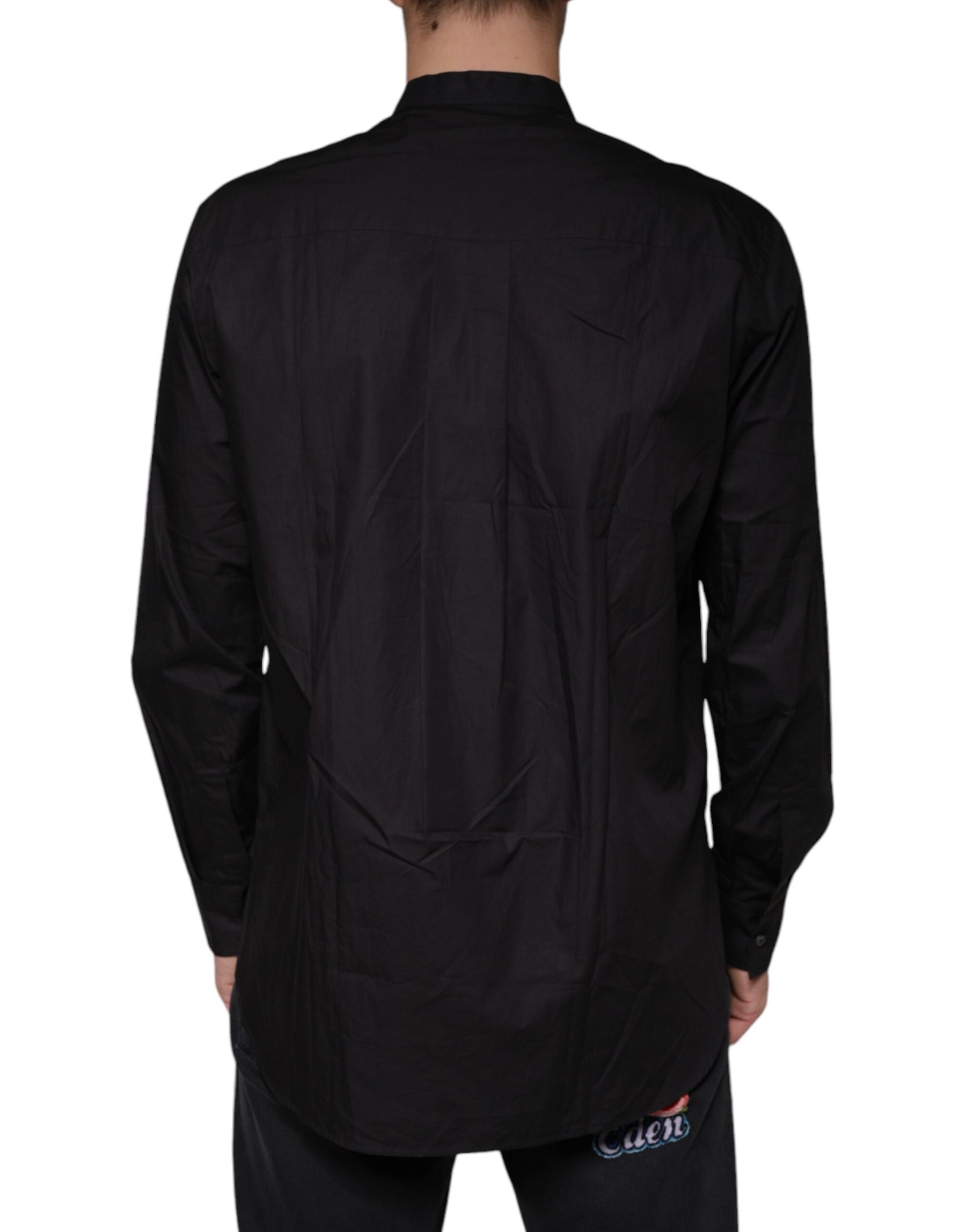 Dolce & Gabbana Black Cotton Button Down Men Casual Shirt | Regal Royce