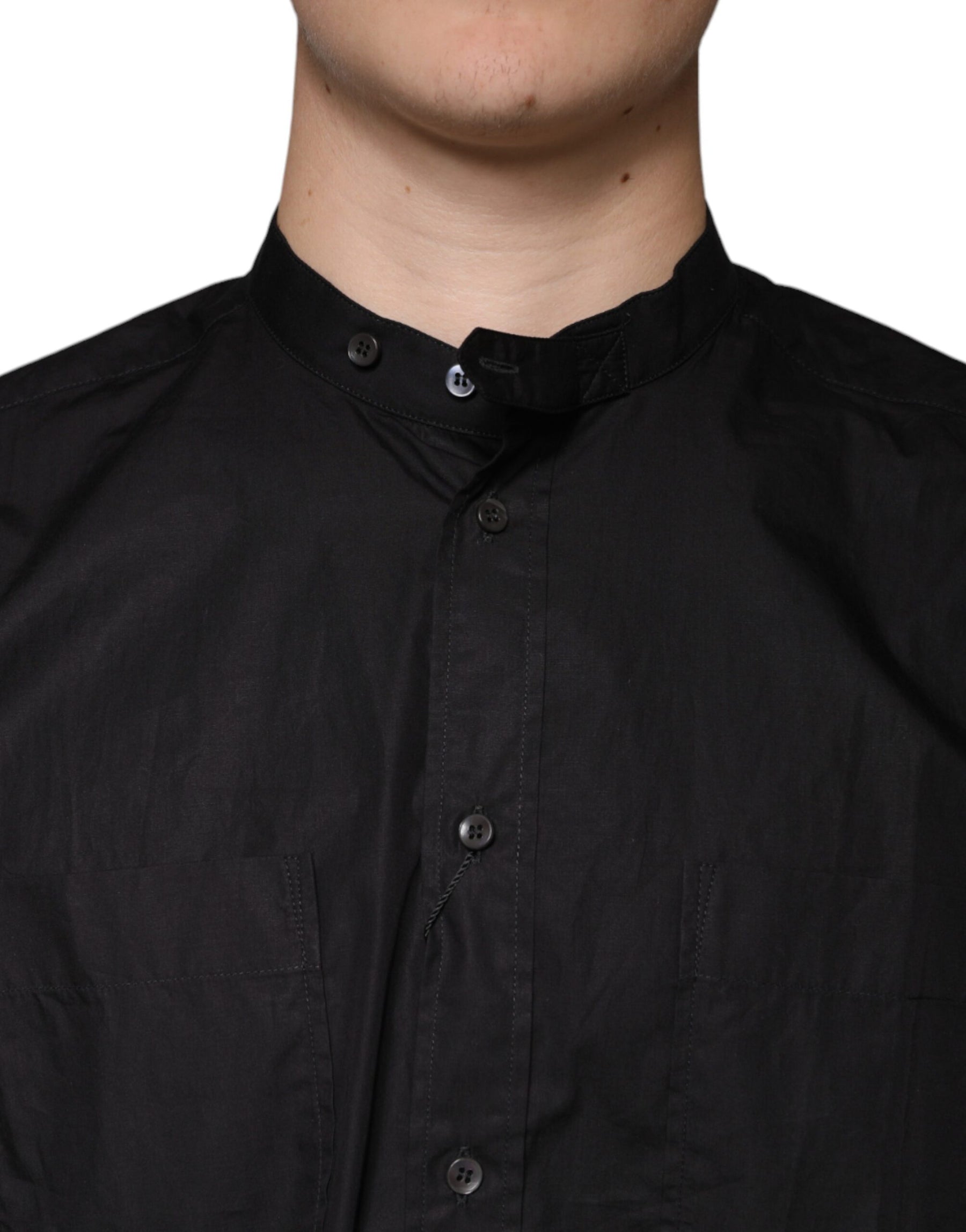 Dolce & Gabbana Black Cotton Button Down Men Casual Shirt | Regal Royce