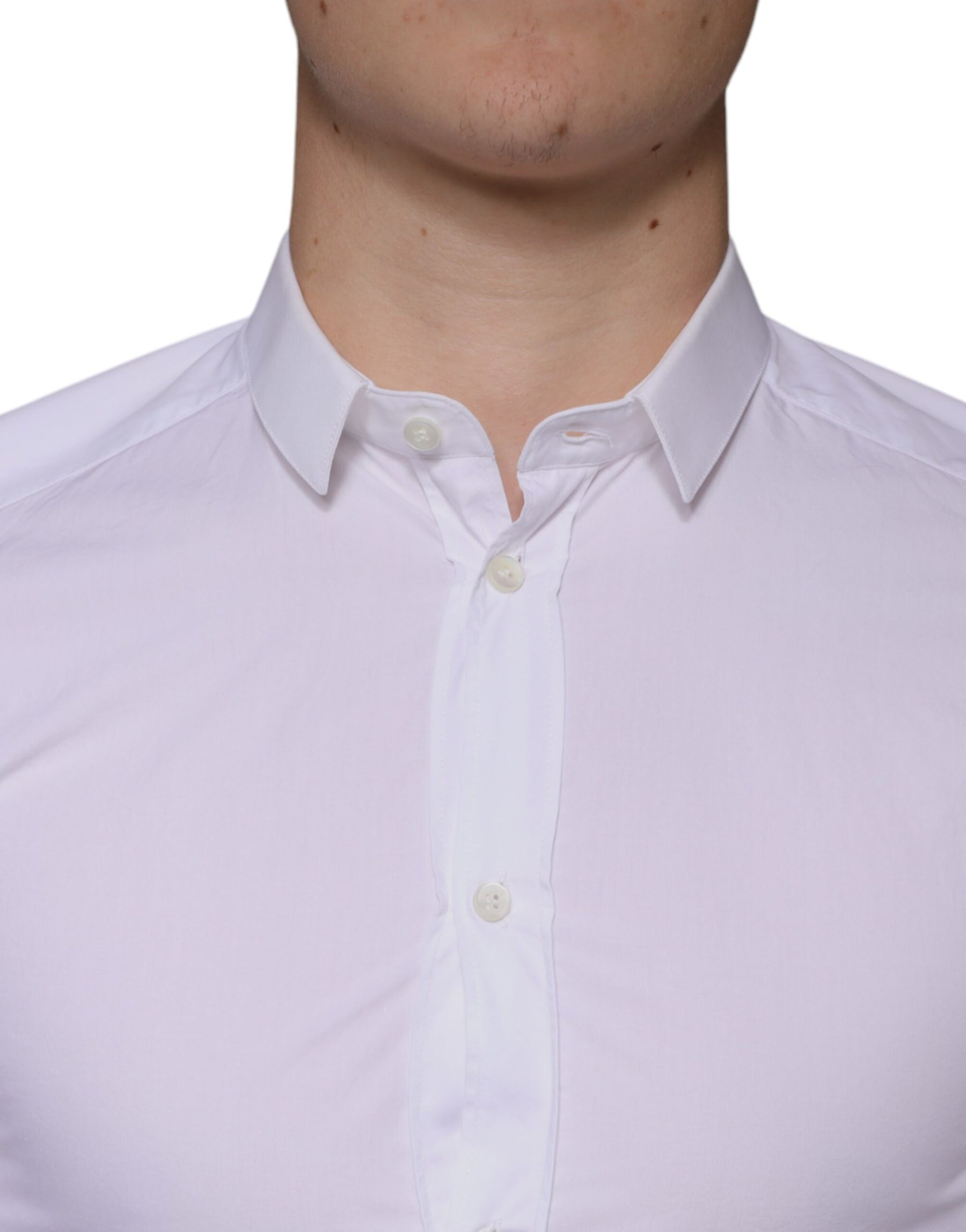 Dolce & Gabbana White Cotton Dress GOLD Formal Collared Shirt | Regal Royce