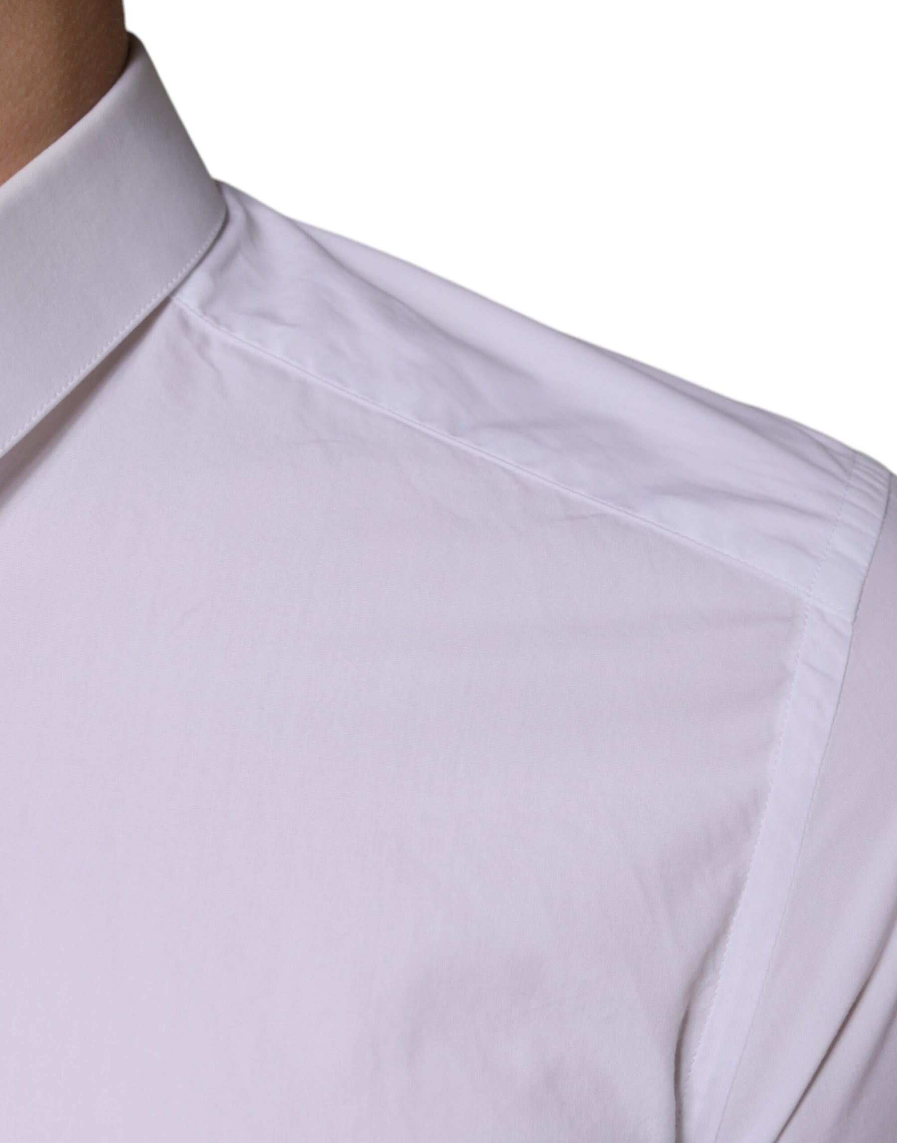 Dolce & Gabbana White Cotton Dress GOLD Formal Collared Shirt | Regal Royce