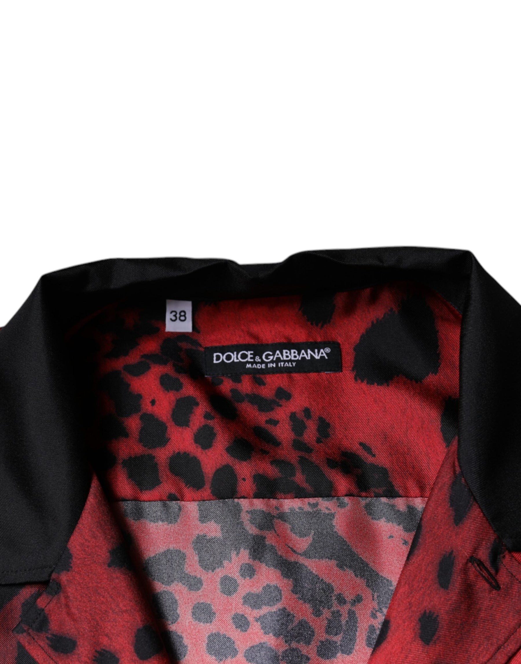 Dolce & Gabbana Red Leopard Silk Button Down Casual Shirt | Regal Royce