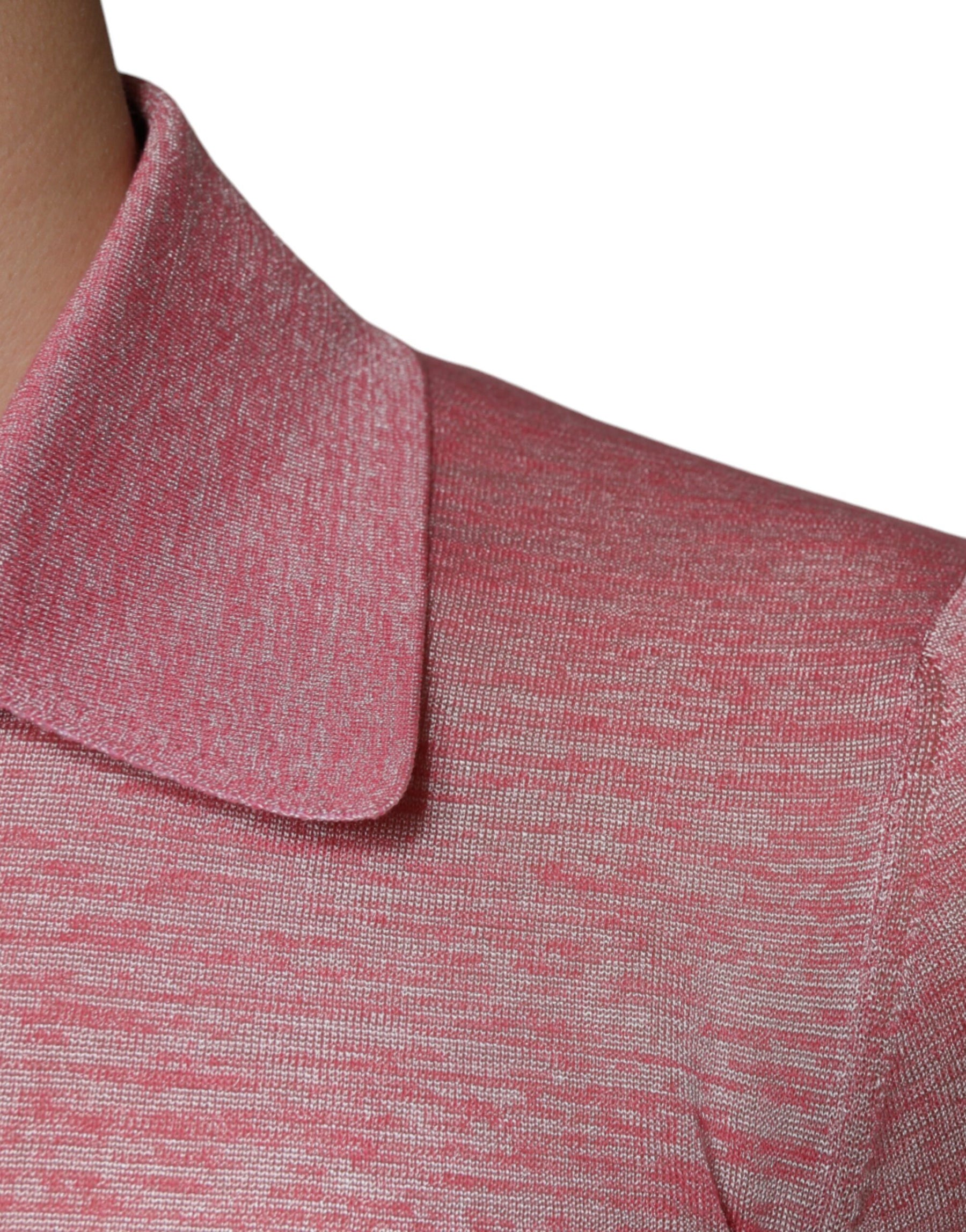 Dolce & Gabbana Pink Polyester Long Sleeve Men Polo T-shirt | Regal Royce