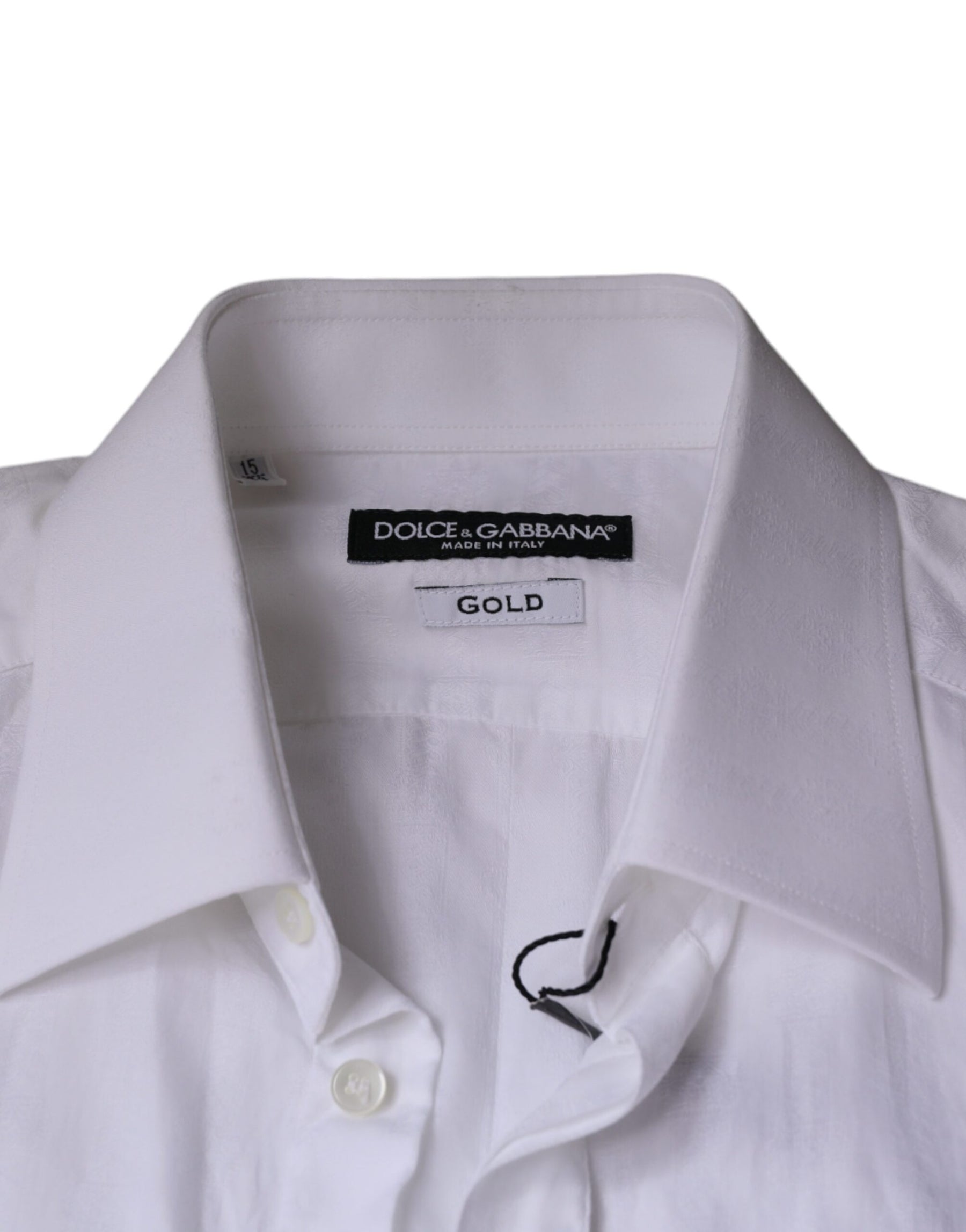 Dolce & Gabbana White Cotton Men Dress GOLD Formal Shirt | Regal Royce