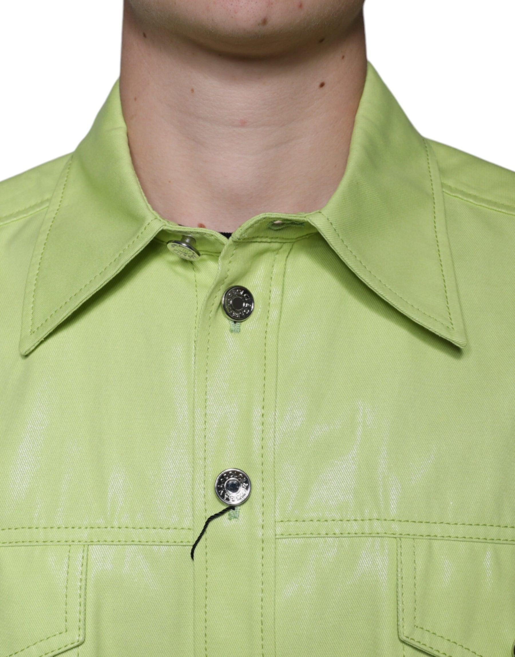 Dolce & Gabbana Green Cotton Collared Men Button Down Shirt | Regal Royce