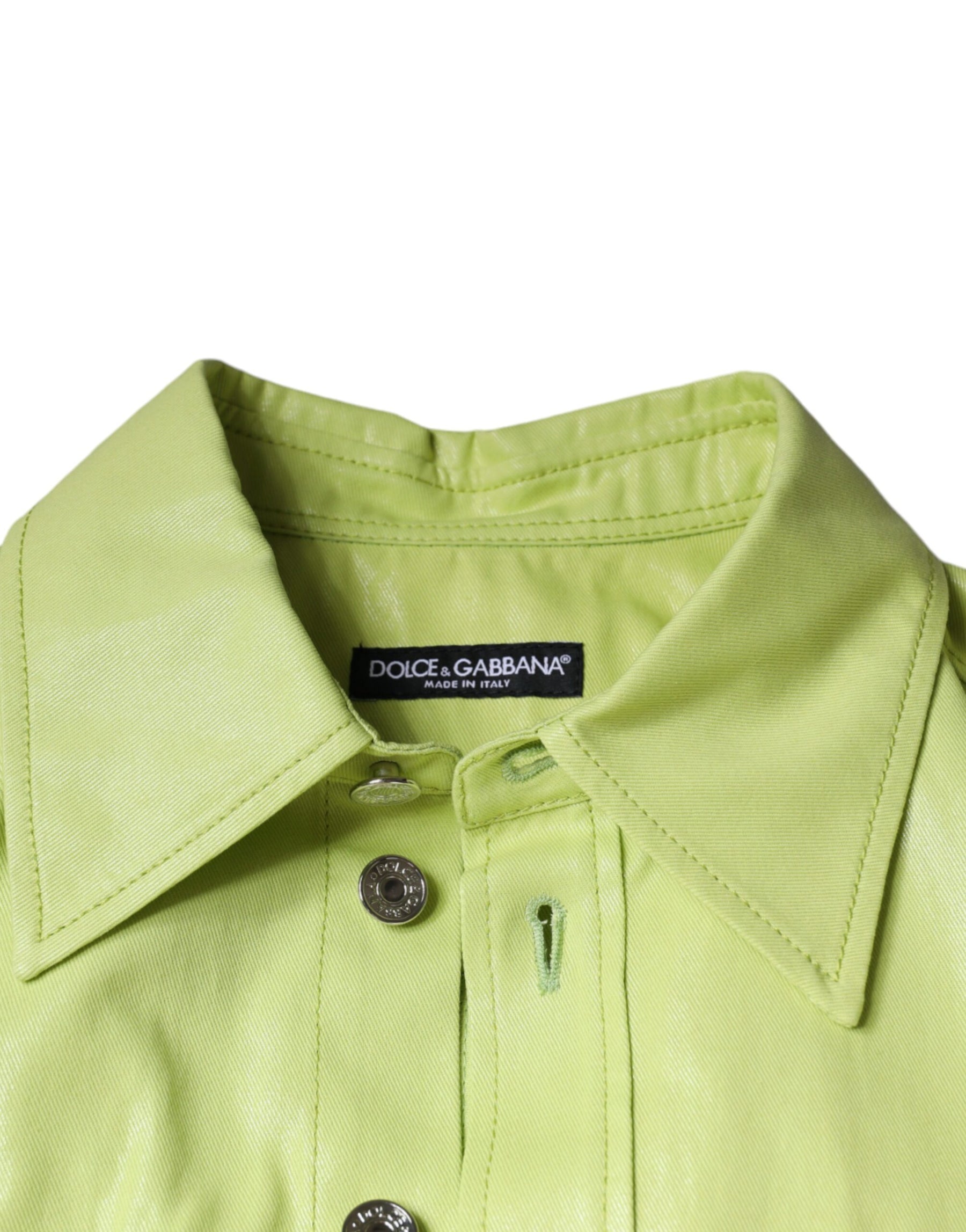 Dolce & Gabbana Green Cotton Collared Men Button Down Shirt | Regal Royce