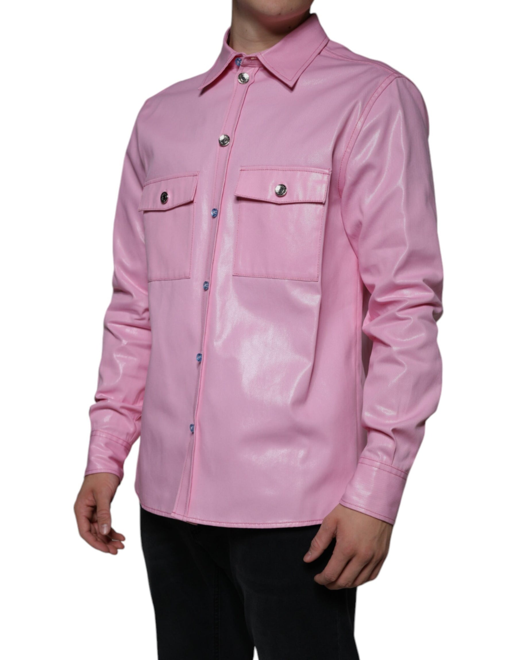 Dolce & Gabbana Pink Cotton Collared Button Down Shirt | Regal Royce
