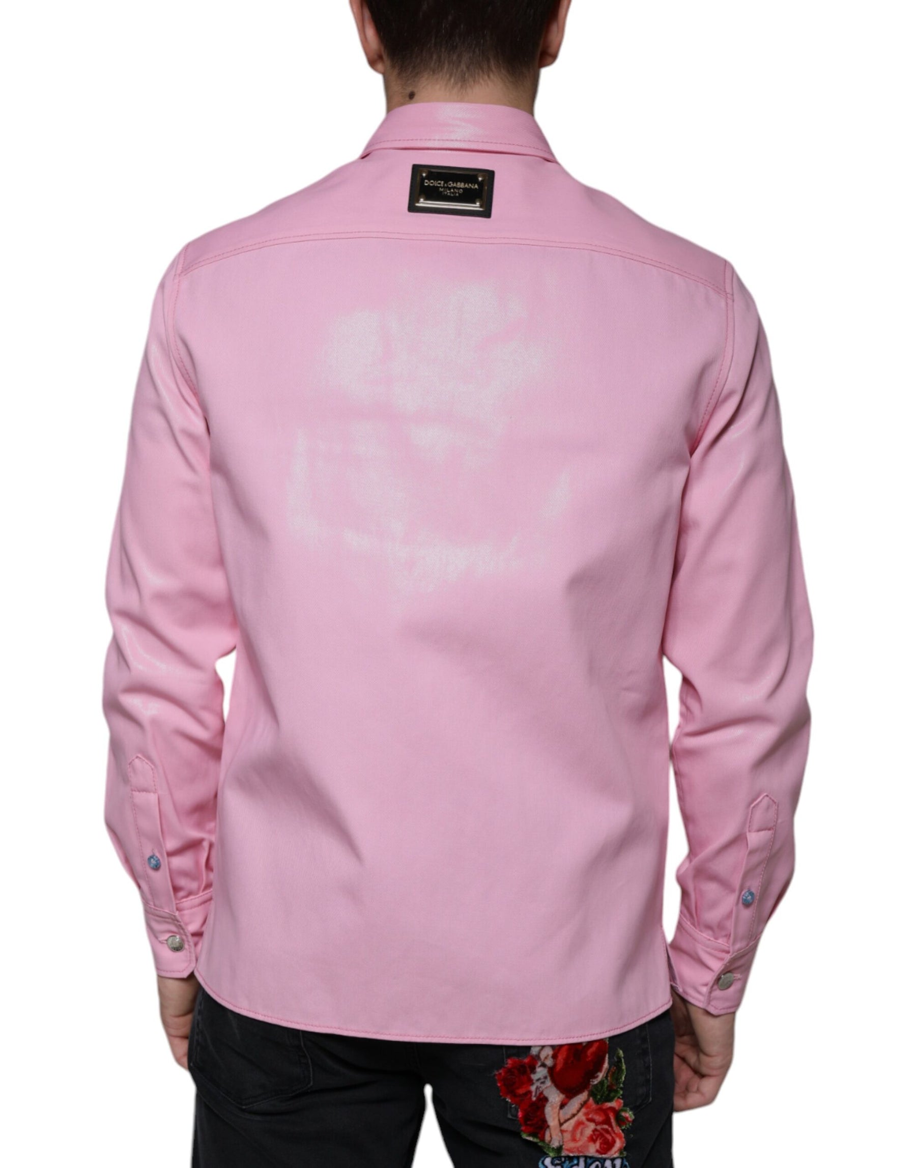 Dolce & Gabbana Pink Cotton Collared Button Down Shirt | Regal Royce