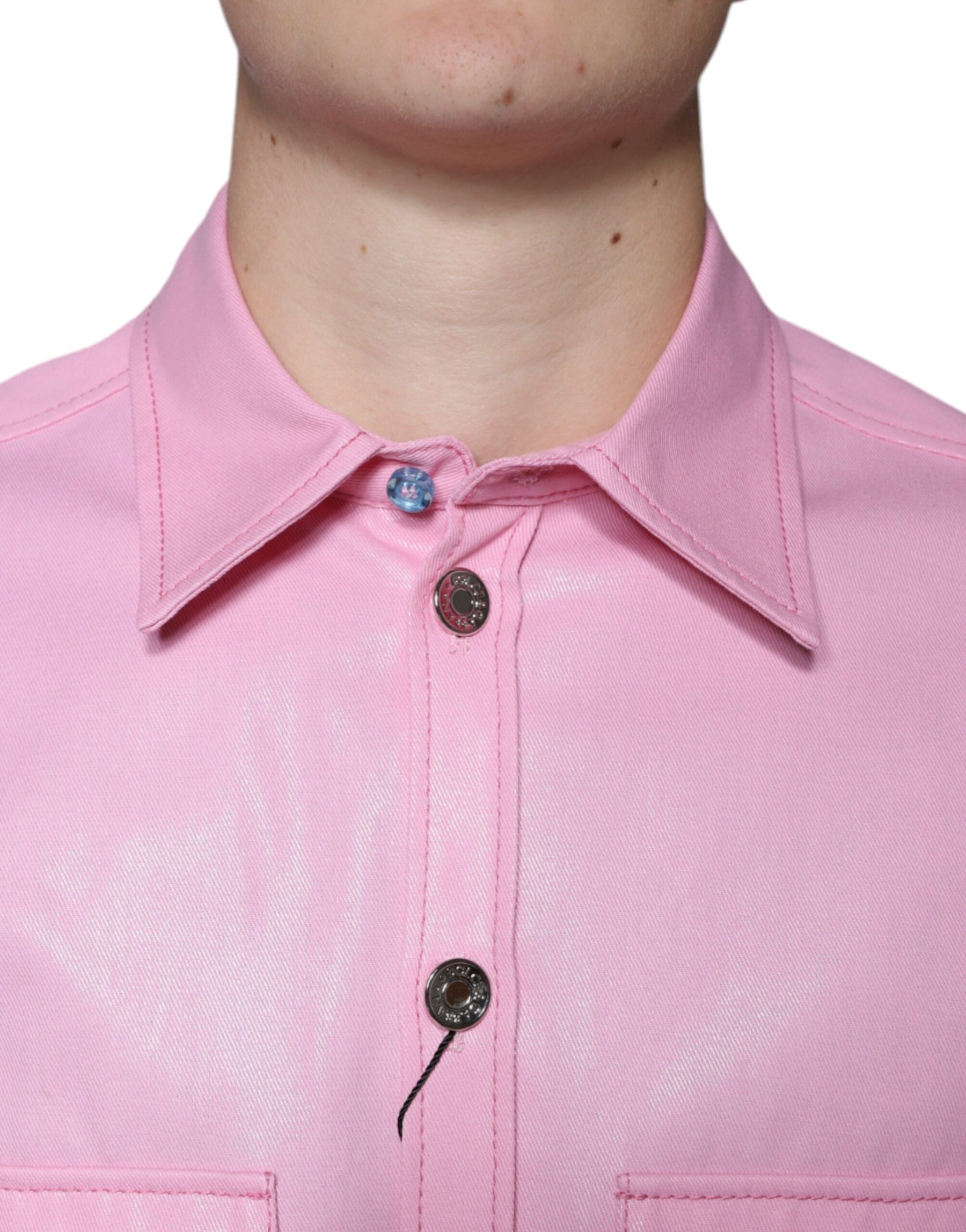 Dolce & Gabbana Pink Cotton Collared Button Down Shirt | Regal Royce
