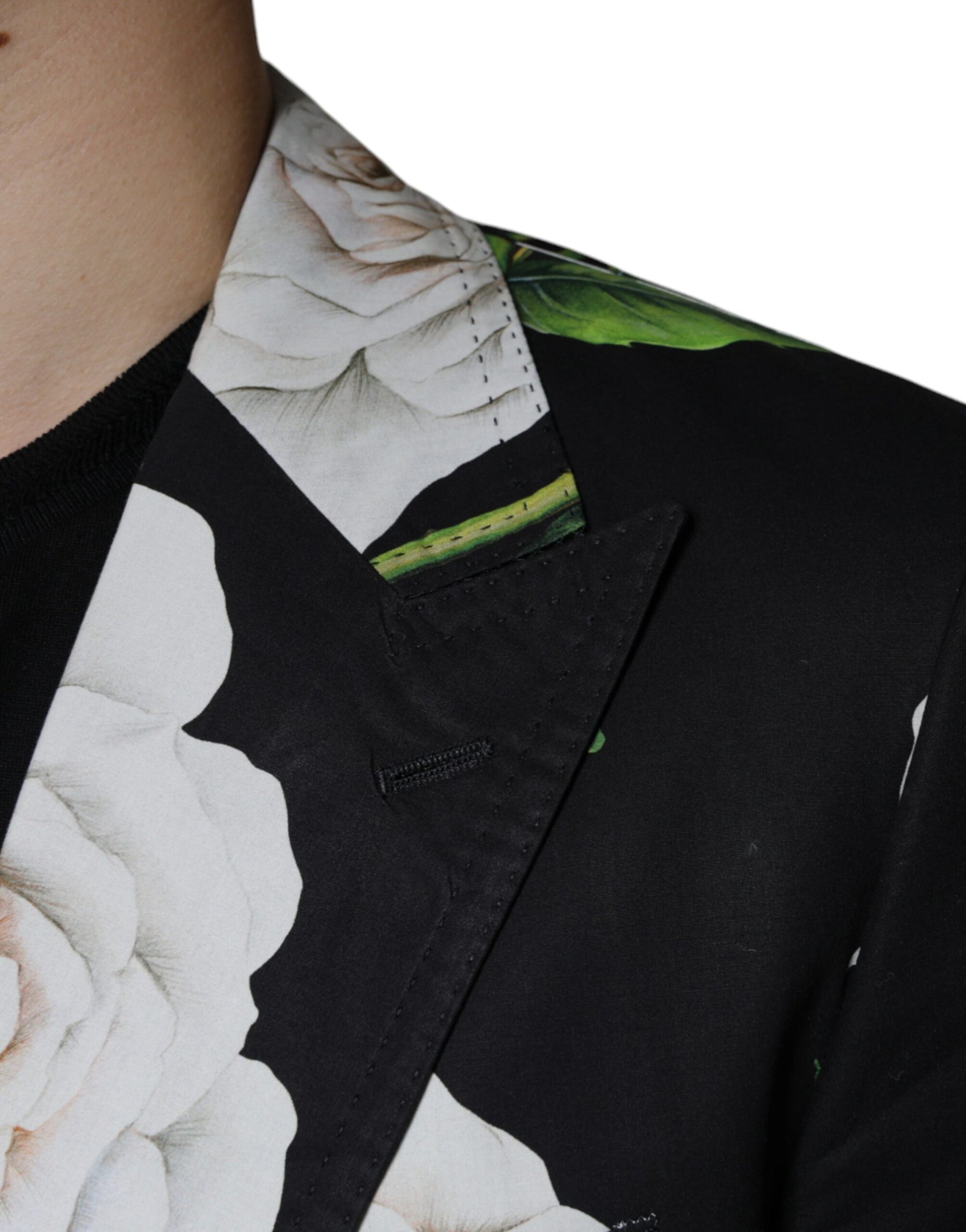 Dolce & Gabbana Black Rose Cotton Men Formal 2 Piece Suit | Regal Royce