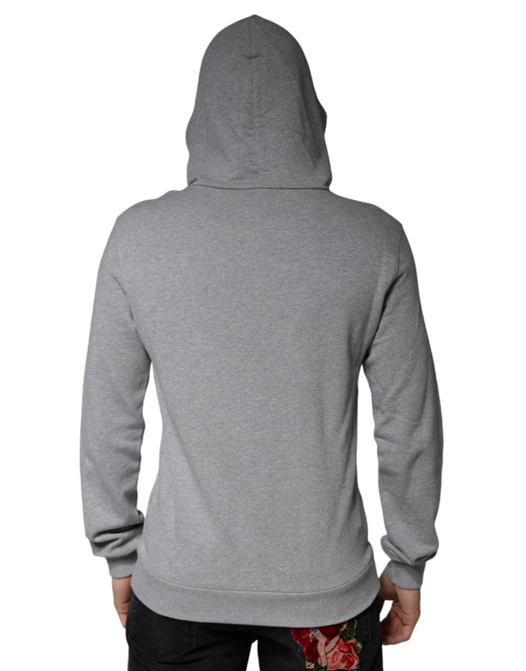 Dolce & Gabbana Gray Cotton Logo Hooded Sweatshirt Sweater | Regal Royce