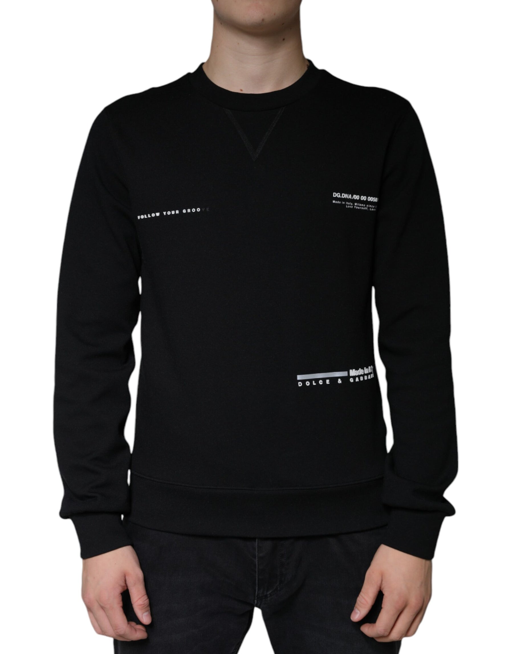 Dolce & Gabbana Black Logo Print CrewNeck Sweatshirt Sweater | Regal Royce