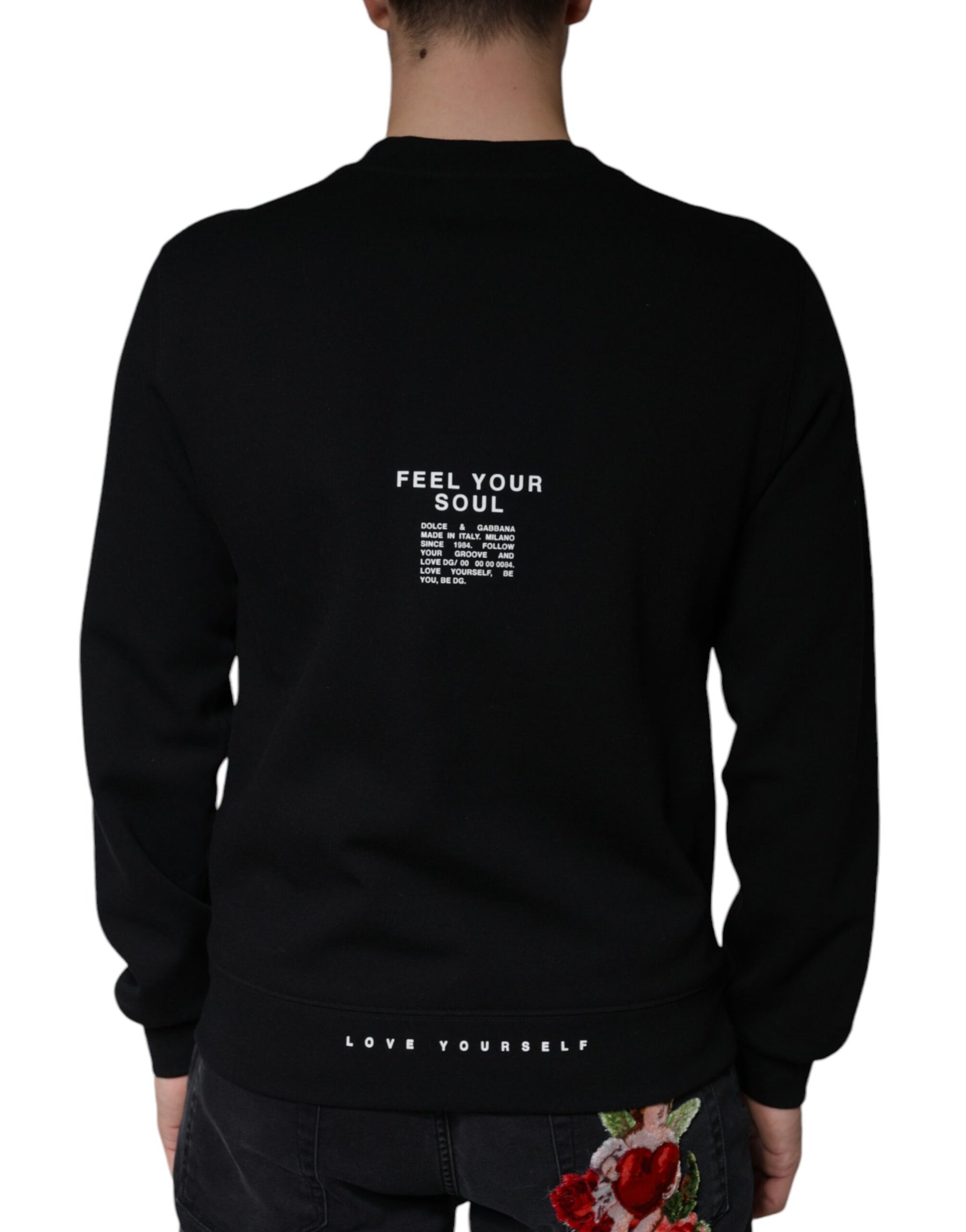 Dolce & Gabbana Black Logo Print CrewNeck Sweatshirt Sweater | Regal Royce