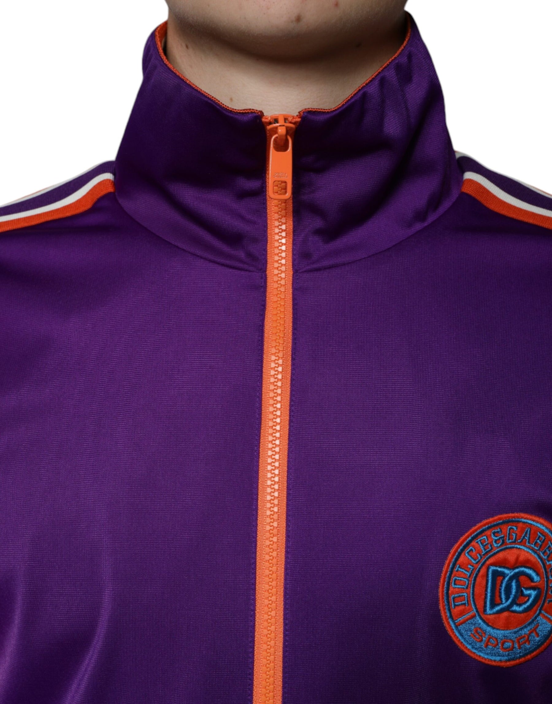 Dolce & Gabbana Purple Polyester Full Zip Long Sleeve Sweater | Regal Royce
