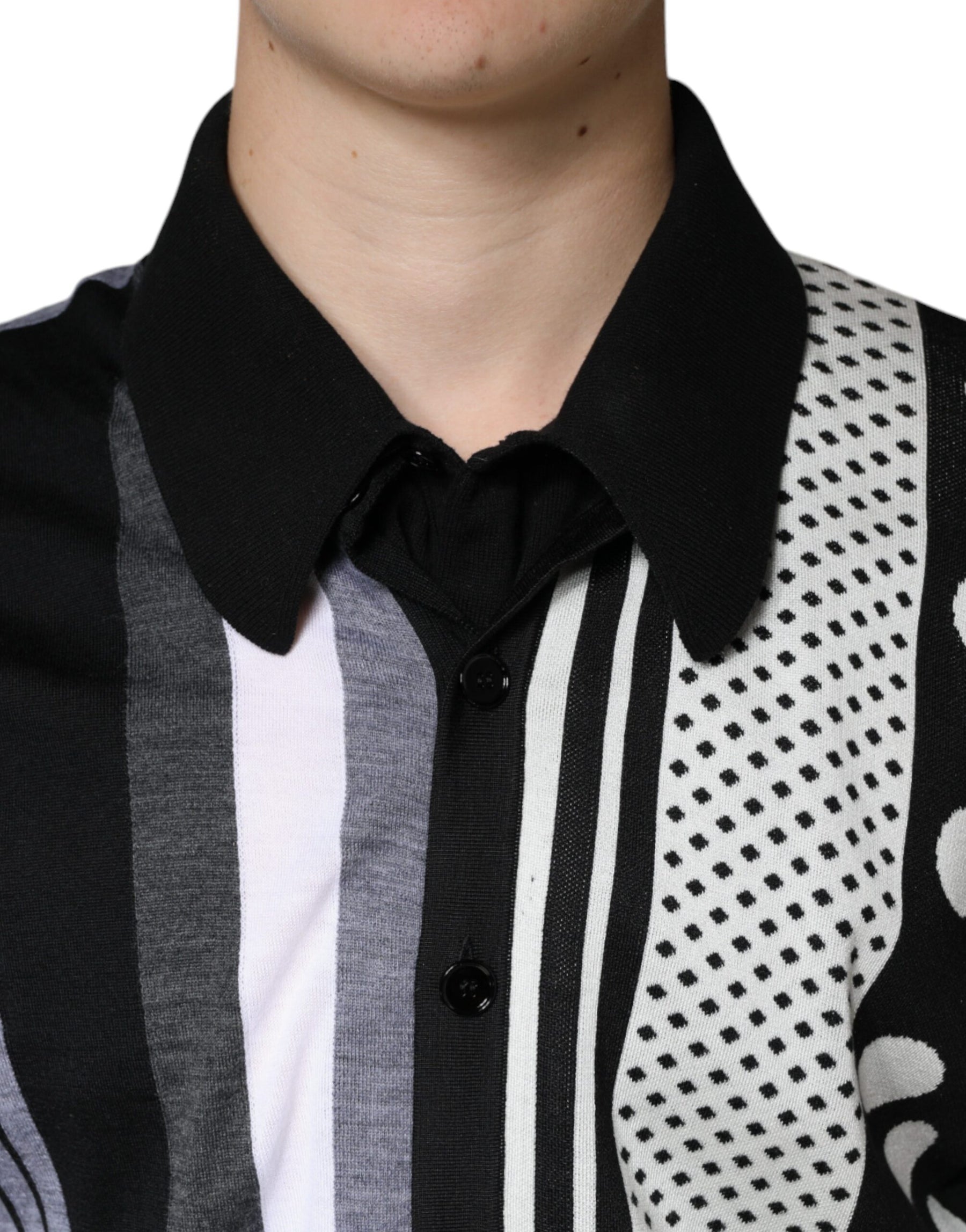 Dolce & Gabbana Black White Polka Dot Collared Polo T-shirt | Regal Royce