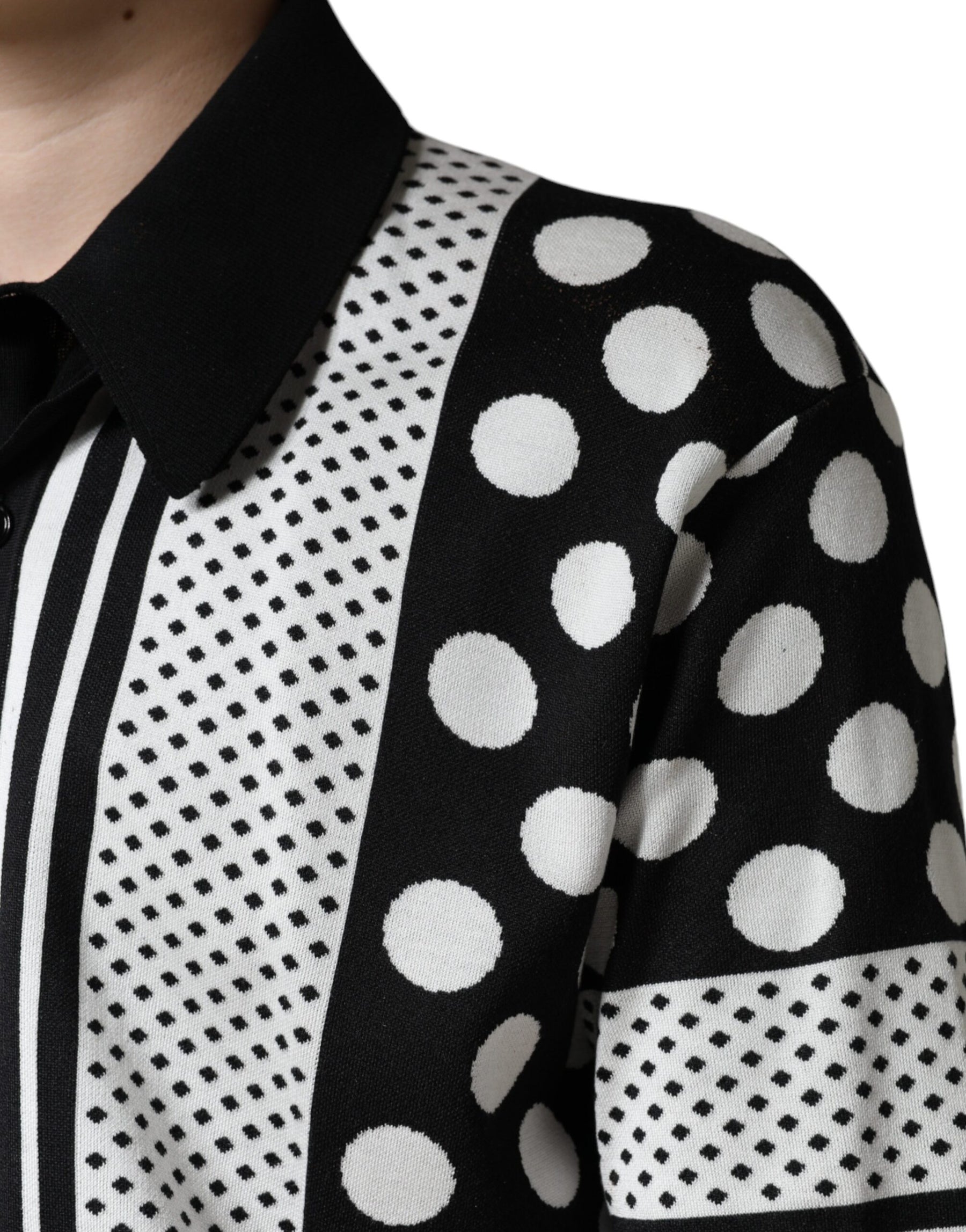 Dolce & Gabbana Black White Polka Dot Collared Polo T-shirt | Regal Royce