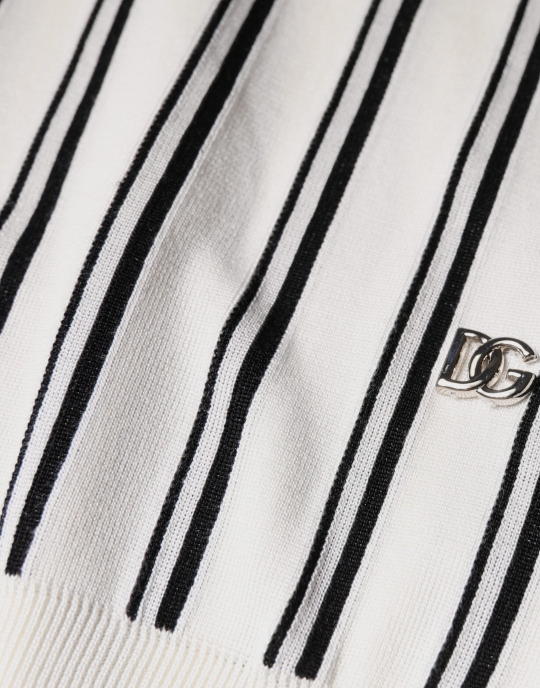 Dolce & Gabbana White Black Stripe Polo Short Sleeve T-shirt | Regal Royce