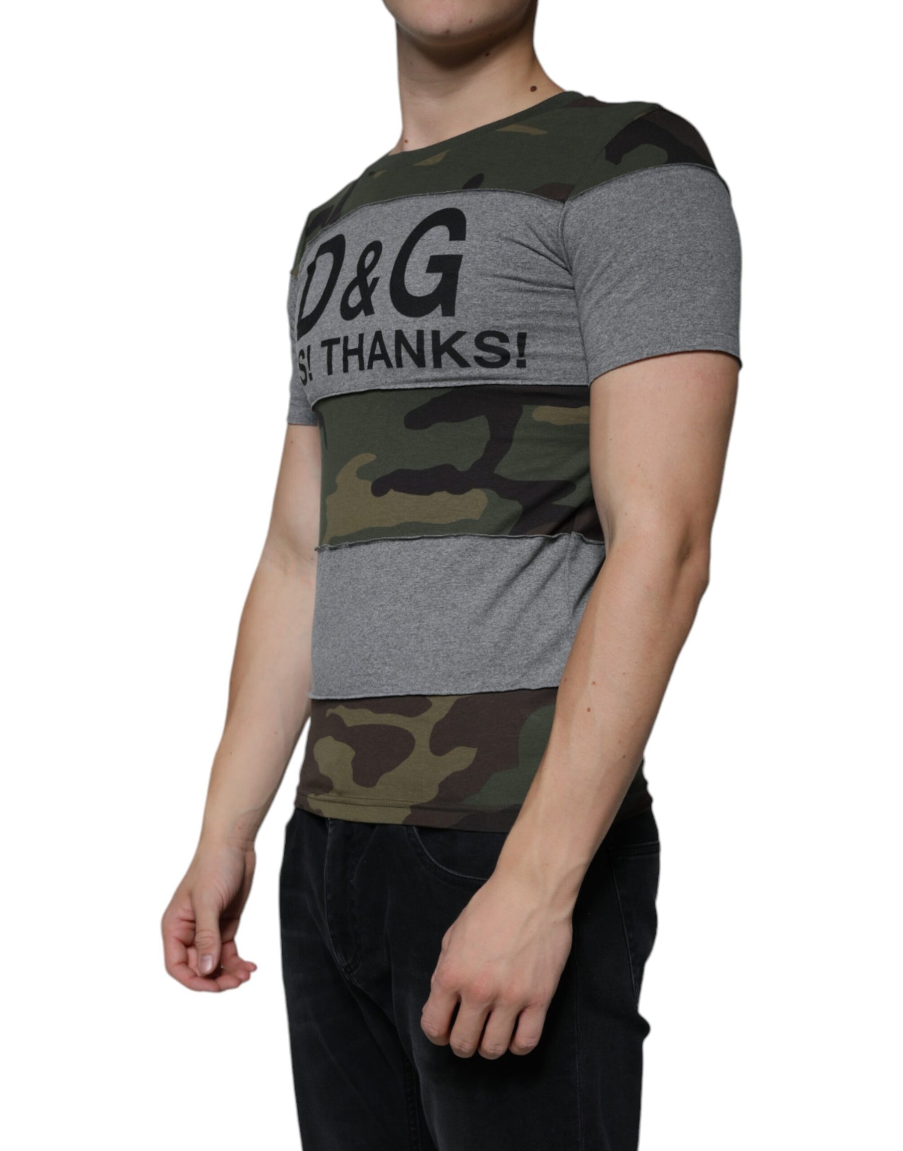 Dolce & Gabbana Multicolor Camouflage Cotton Crew Neck T-shirt | Regal Royce