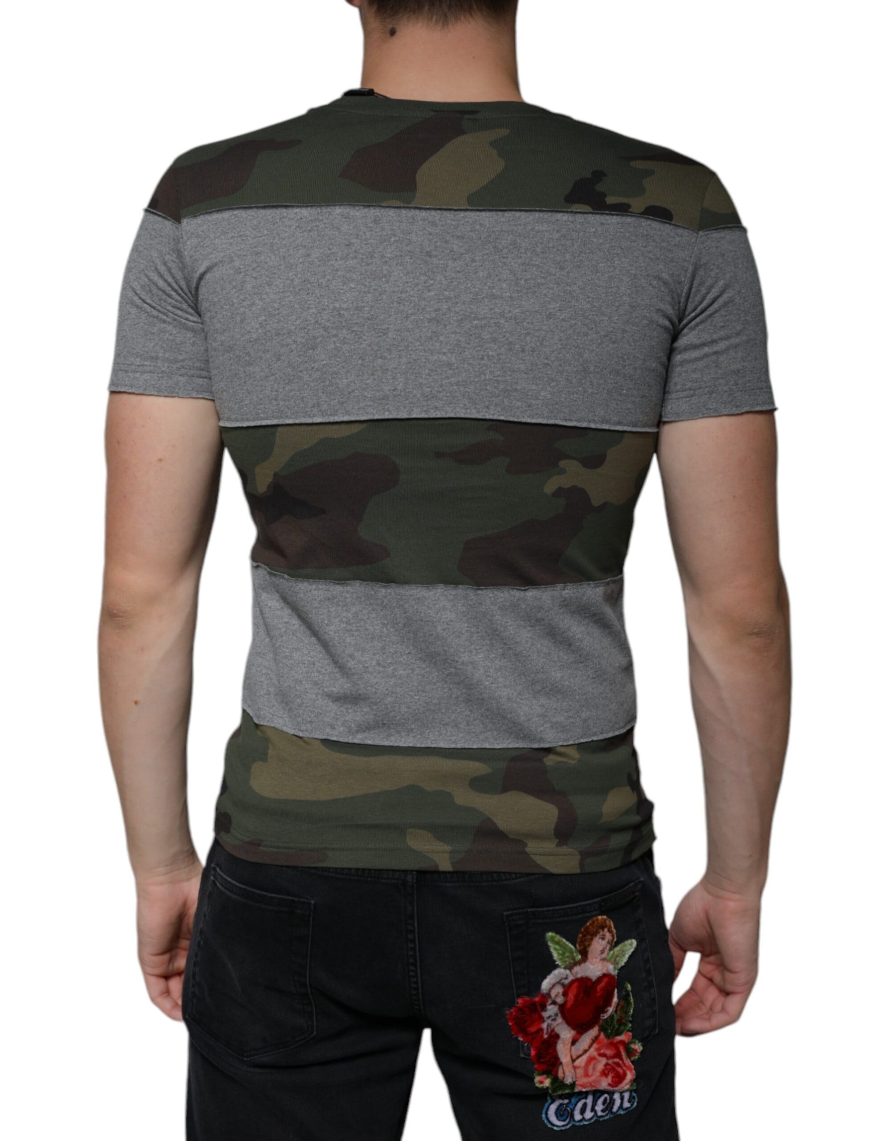 Dolce & Gabbana Multicolor Camouflage Cotton Crew Neck T-shirt | Regal Royce
