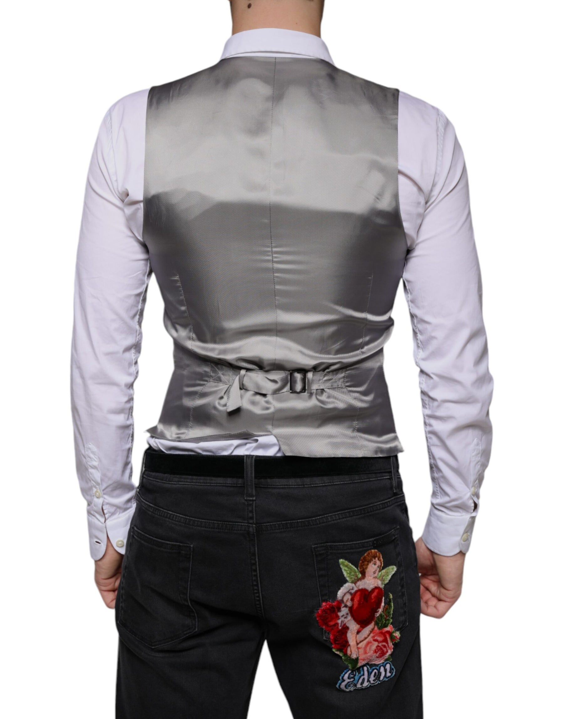 Dolce & Gabbana Light Gray Wool Formal Dress Waistcoat Vest | Regal Royce