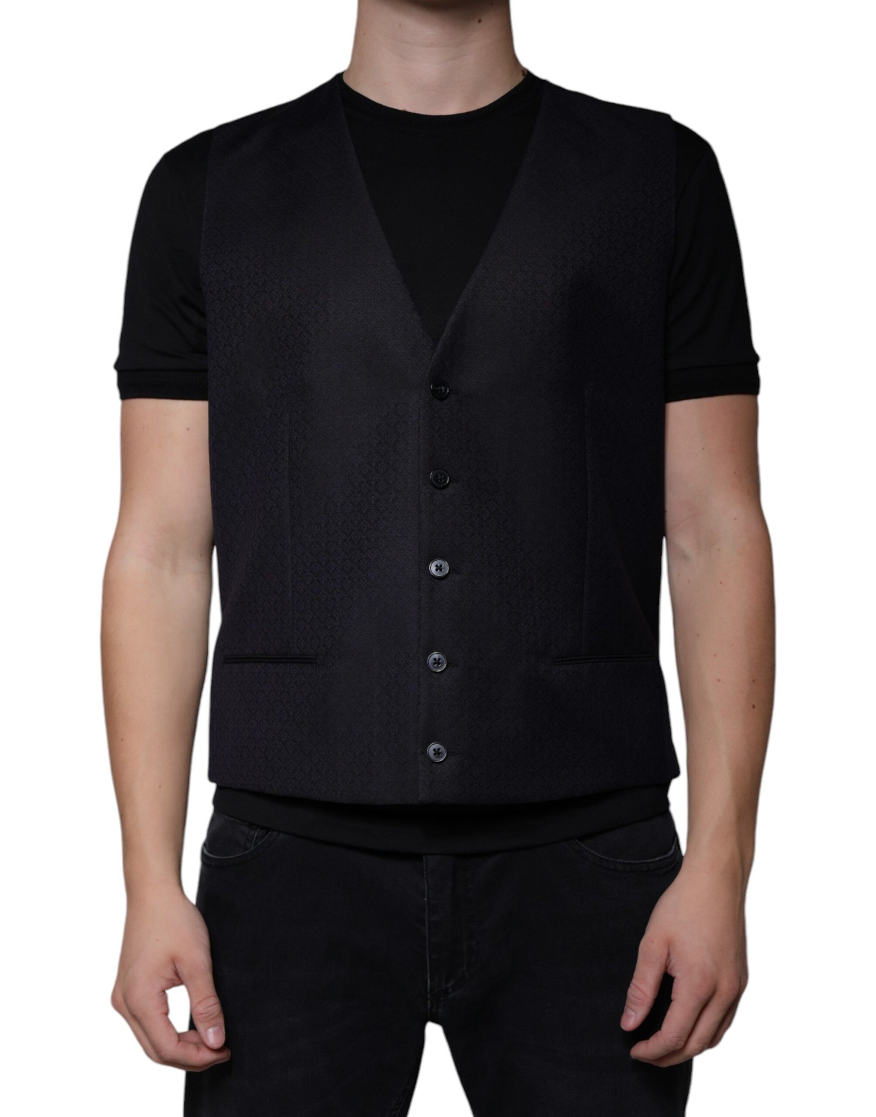 Dolce & Gabbana Black Wool Waistcoat Dress Formal Vest | Regal Royce