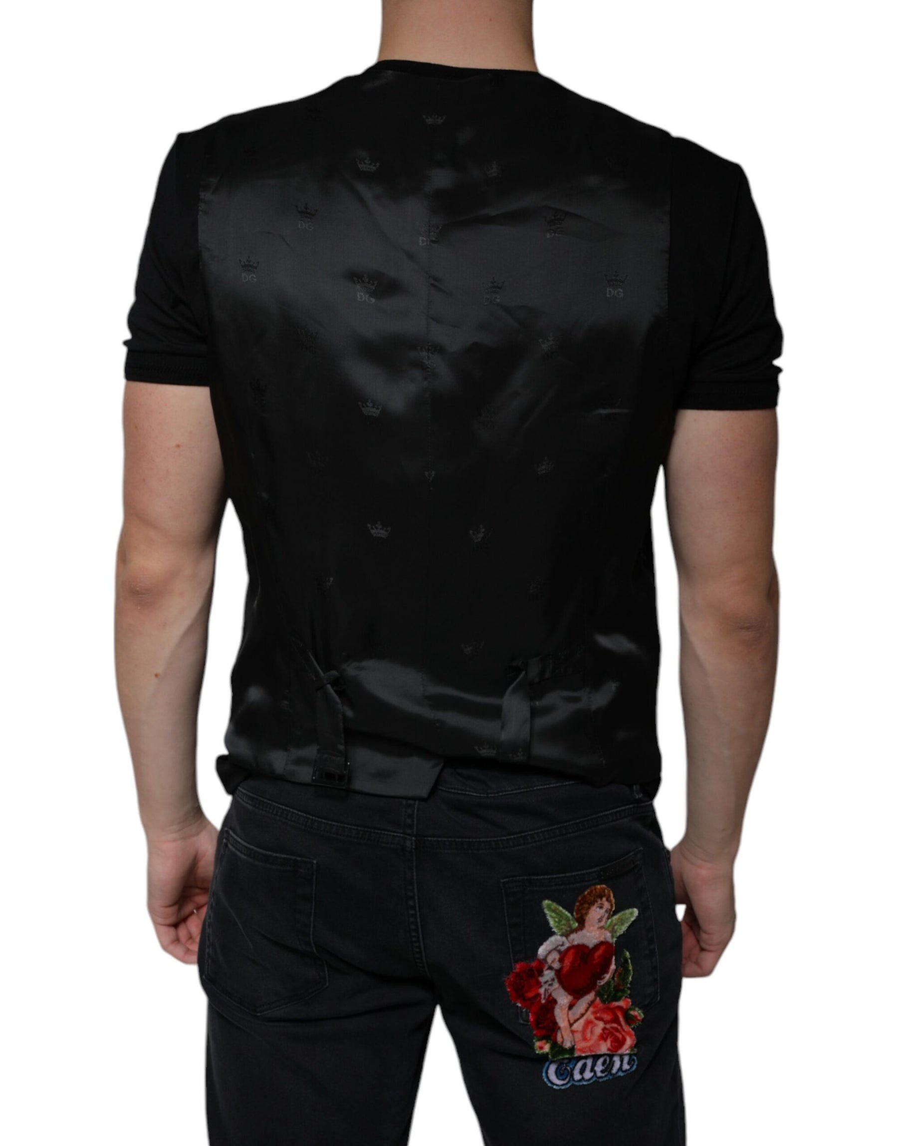 Dolce & Gabbana Black Wool Waistcoat Dress Formal Vest | Regal Royce