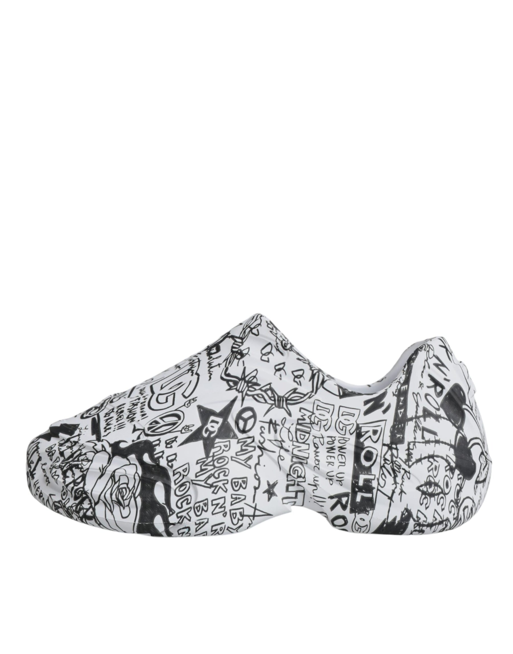 Dolce & Gabbana White Black Graffiti Daymaster Sneakers Shoes | Regal Royce