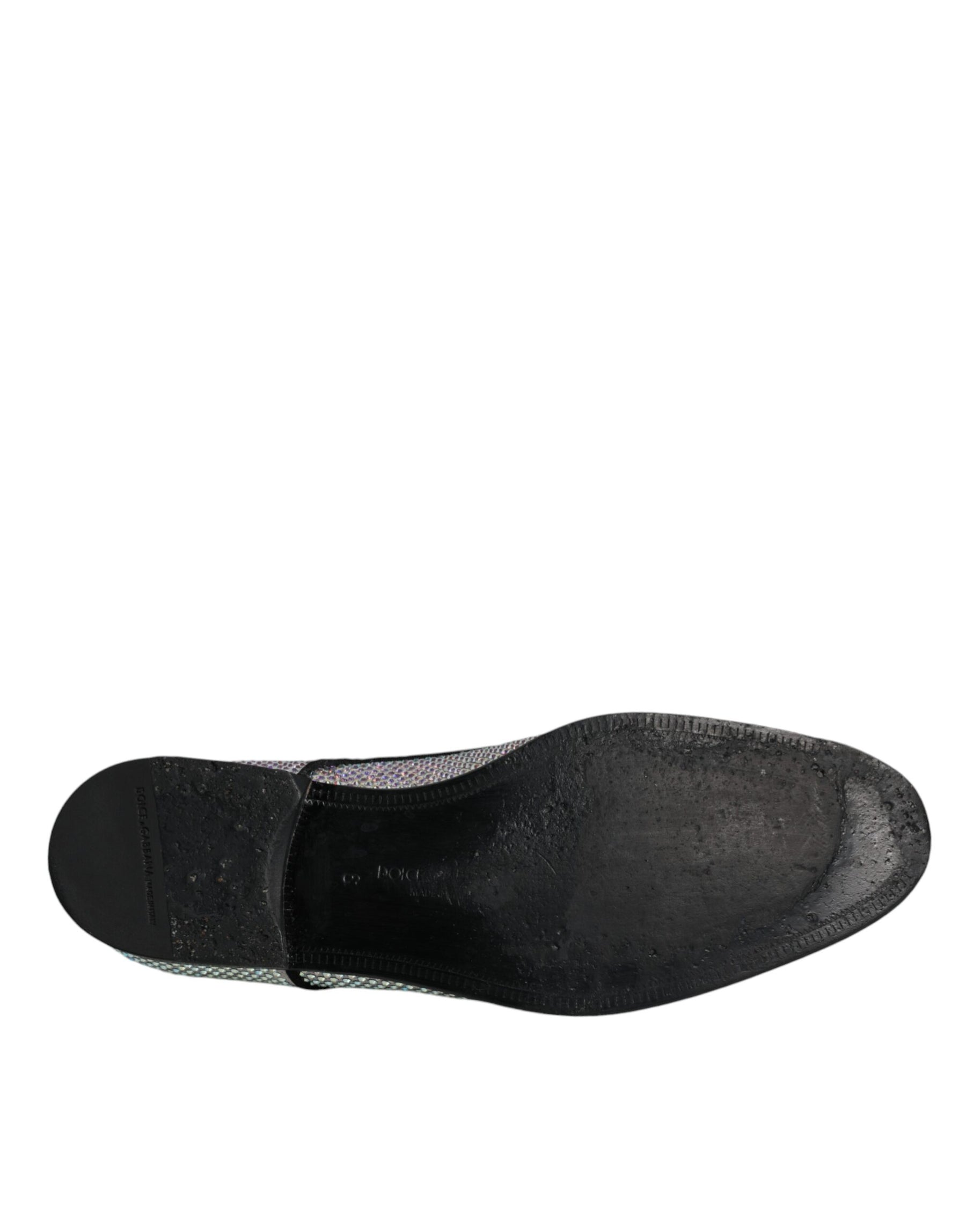 Dolce & Gabbana Silver Leather Rhinestones Derby Dress Shoes | Regal Royce